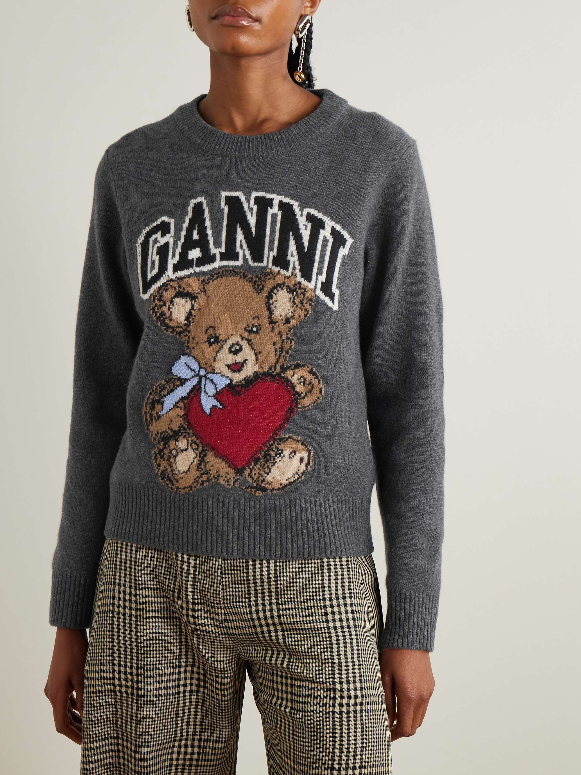 Intarsia wool-blend sweater view