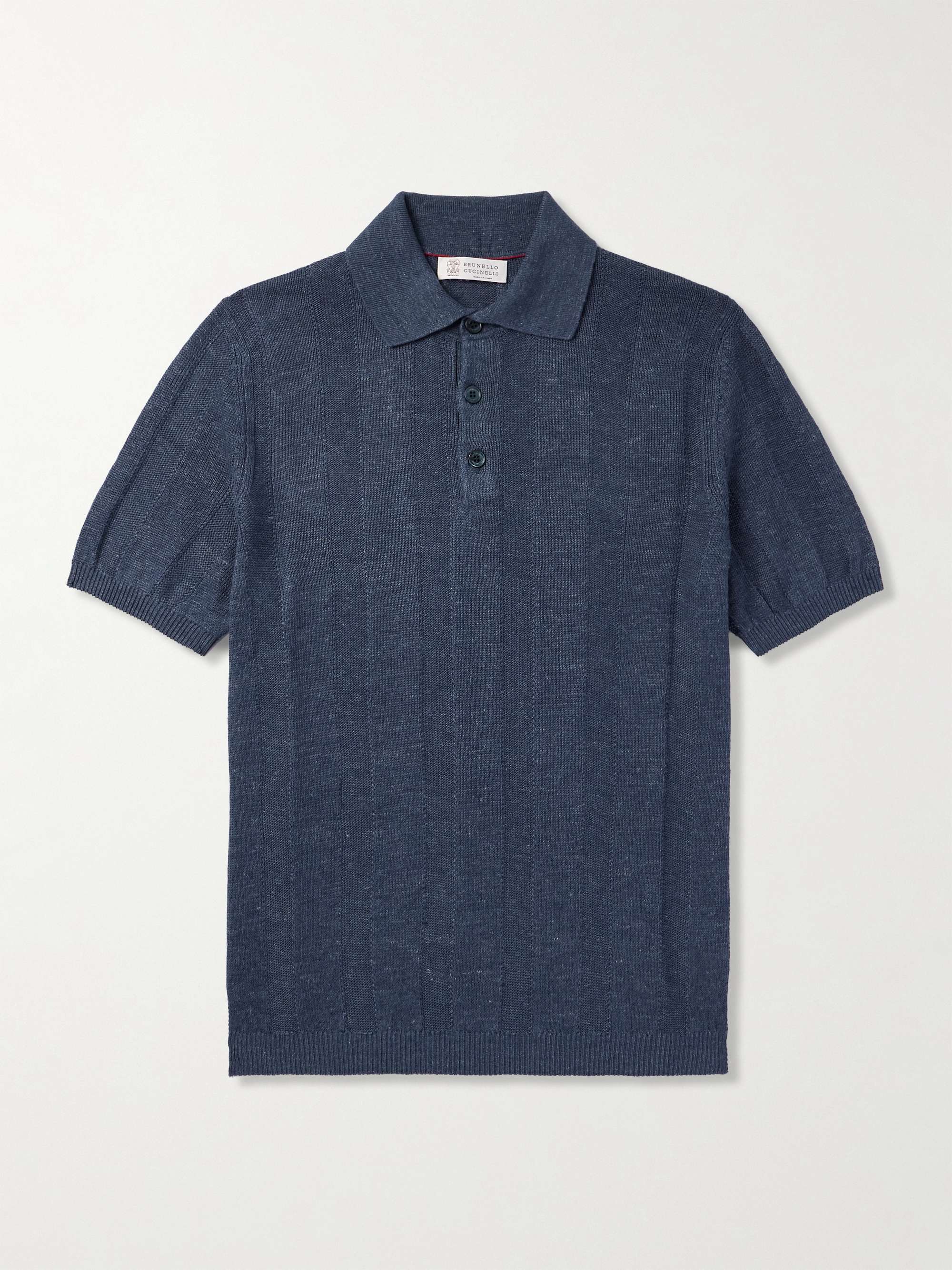 Striped Linen and Cotton-Blend Polo Shirt view