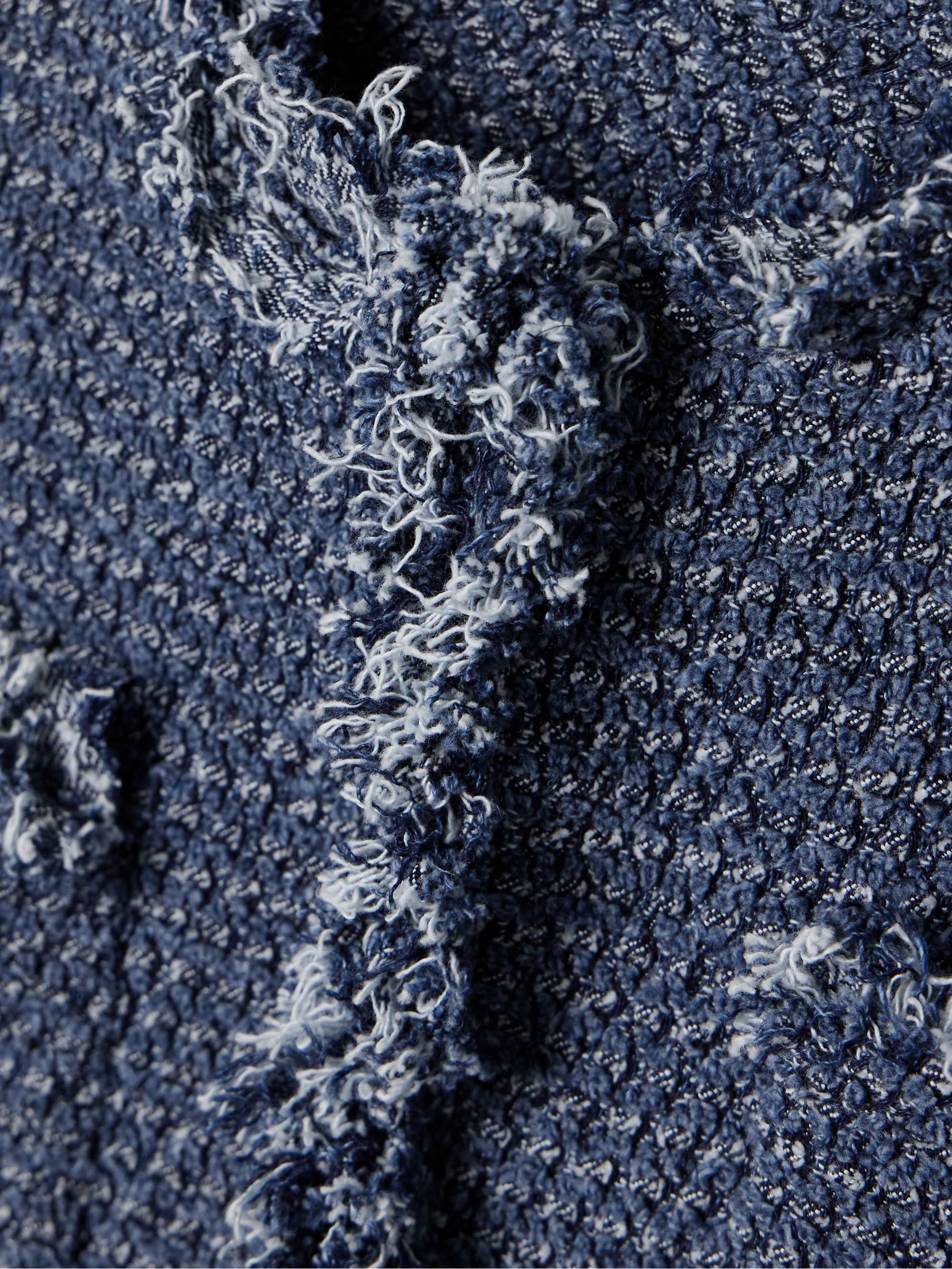 Denim-paneled frayed cotton-bouclé jacket view
