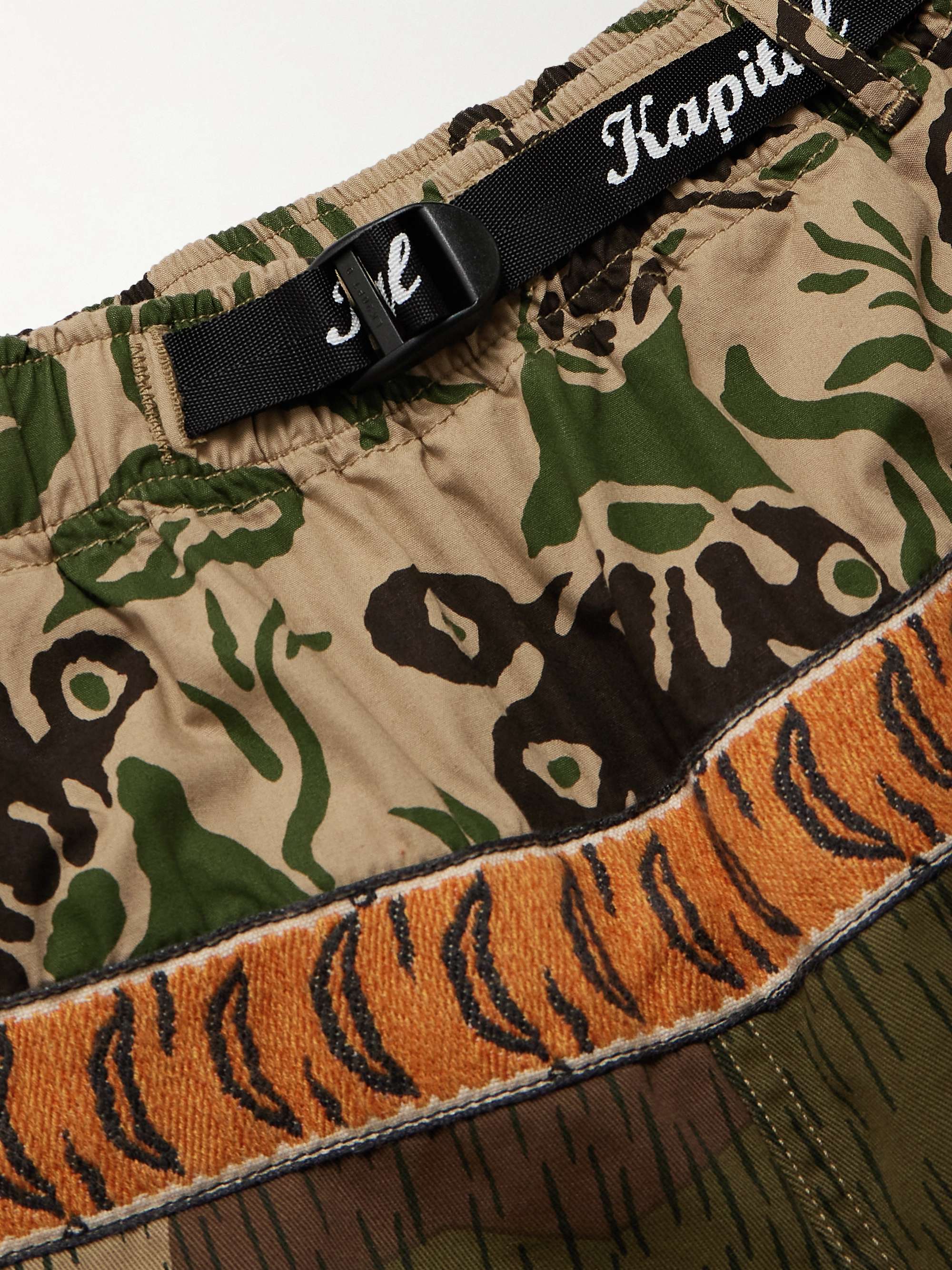 Straight-Leg Belted Patchwork Cotton-Twill and Jacquard Shorts view