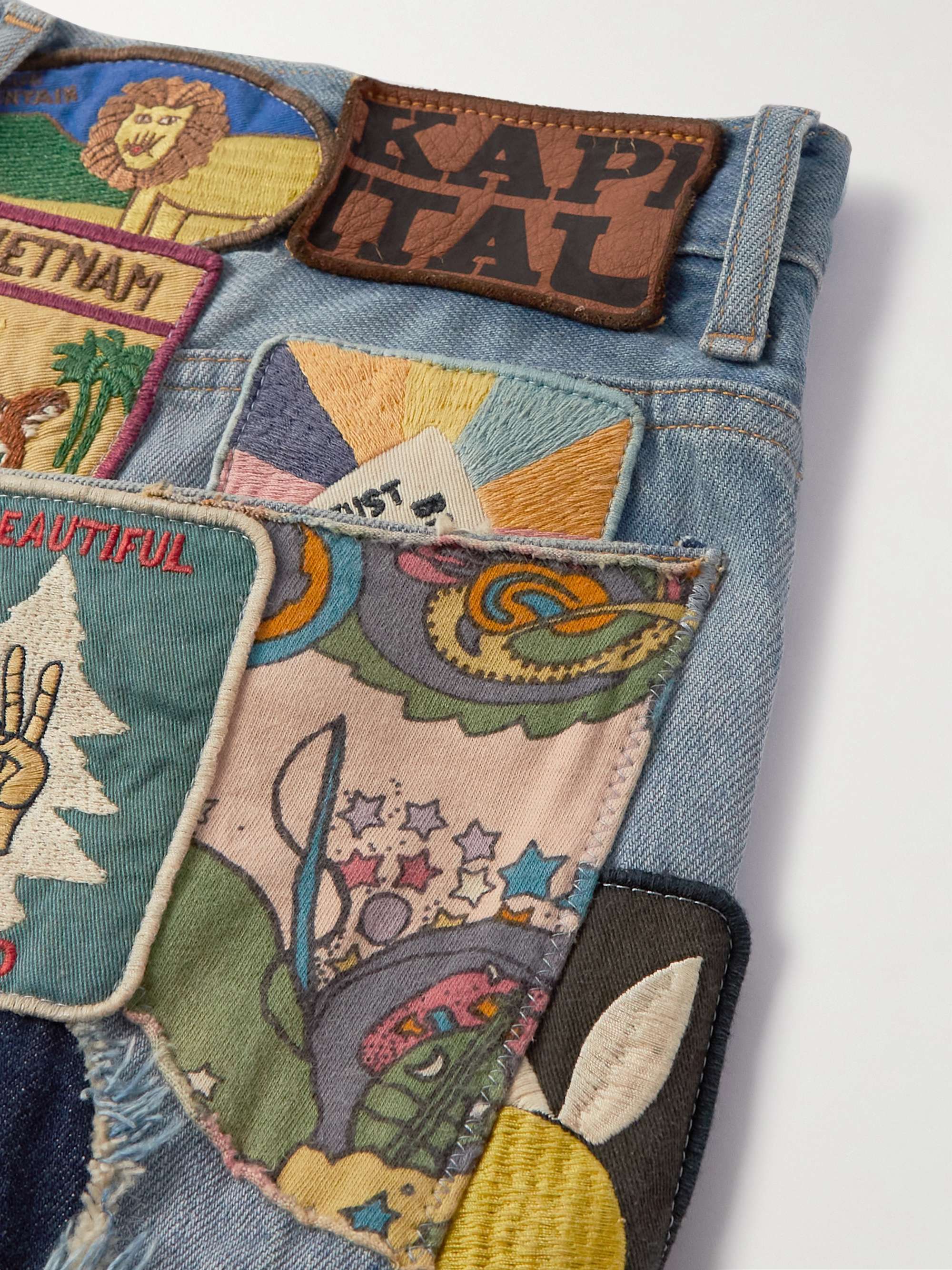 Slim-Fit Flared Appliquéd Jeans view