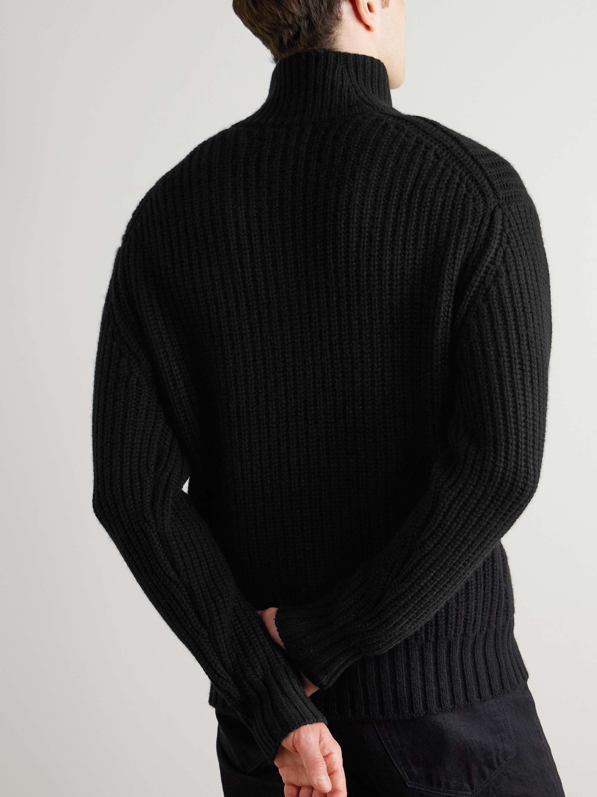 Ribbed Wool and Cashmere-Blend Half-Zip Sweater view