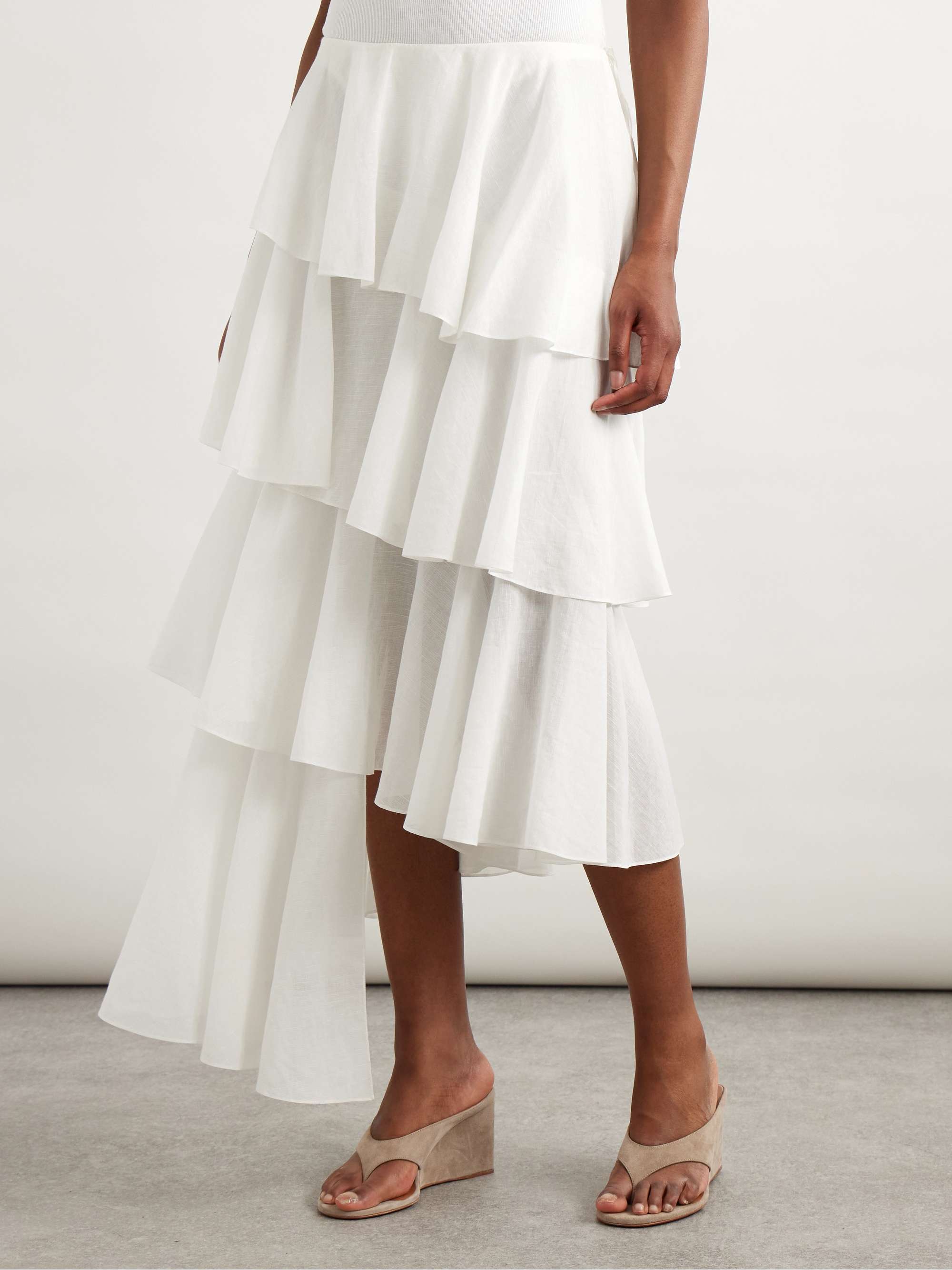 Tiered asymmetric cotton midi skirt view