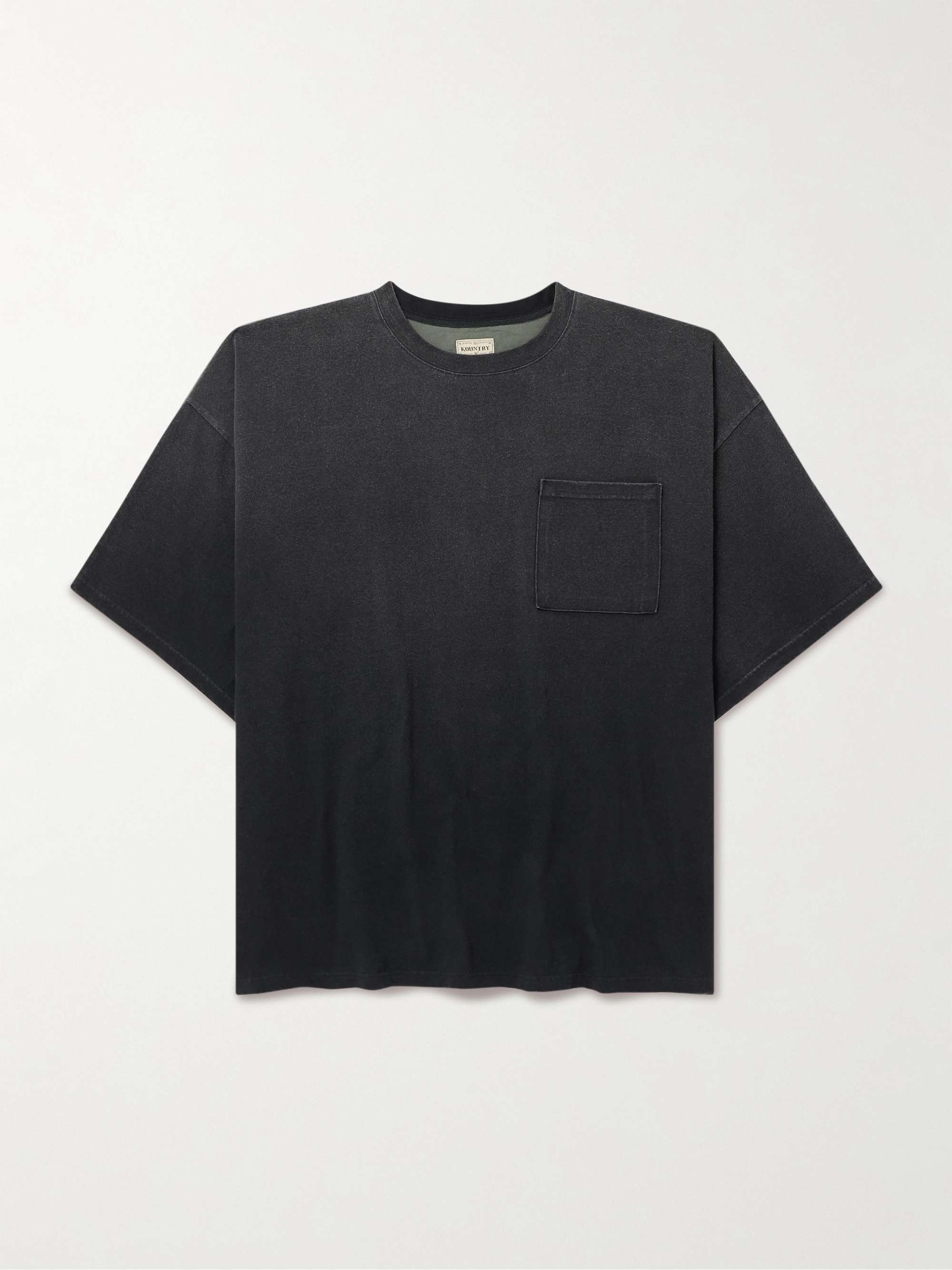 Distressed Printed Two-Tone Cotton-Jersey T-Shirt view
