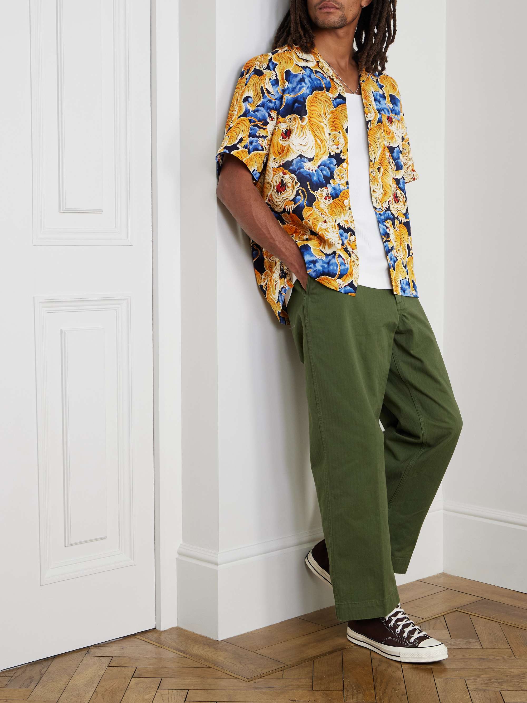 Camp-Collar Printed Cotton Shirt view