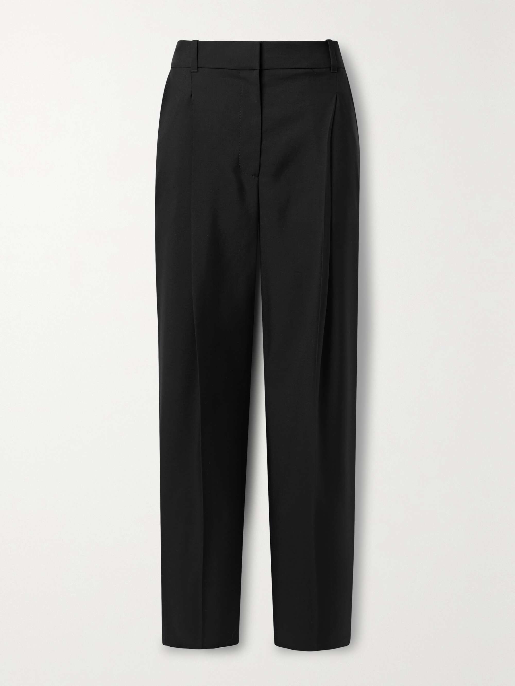 Pleated grain de poudre wool slim-leg pants view