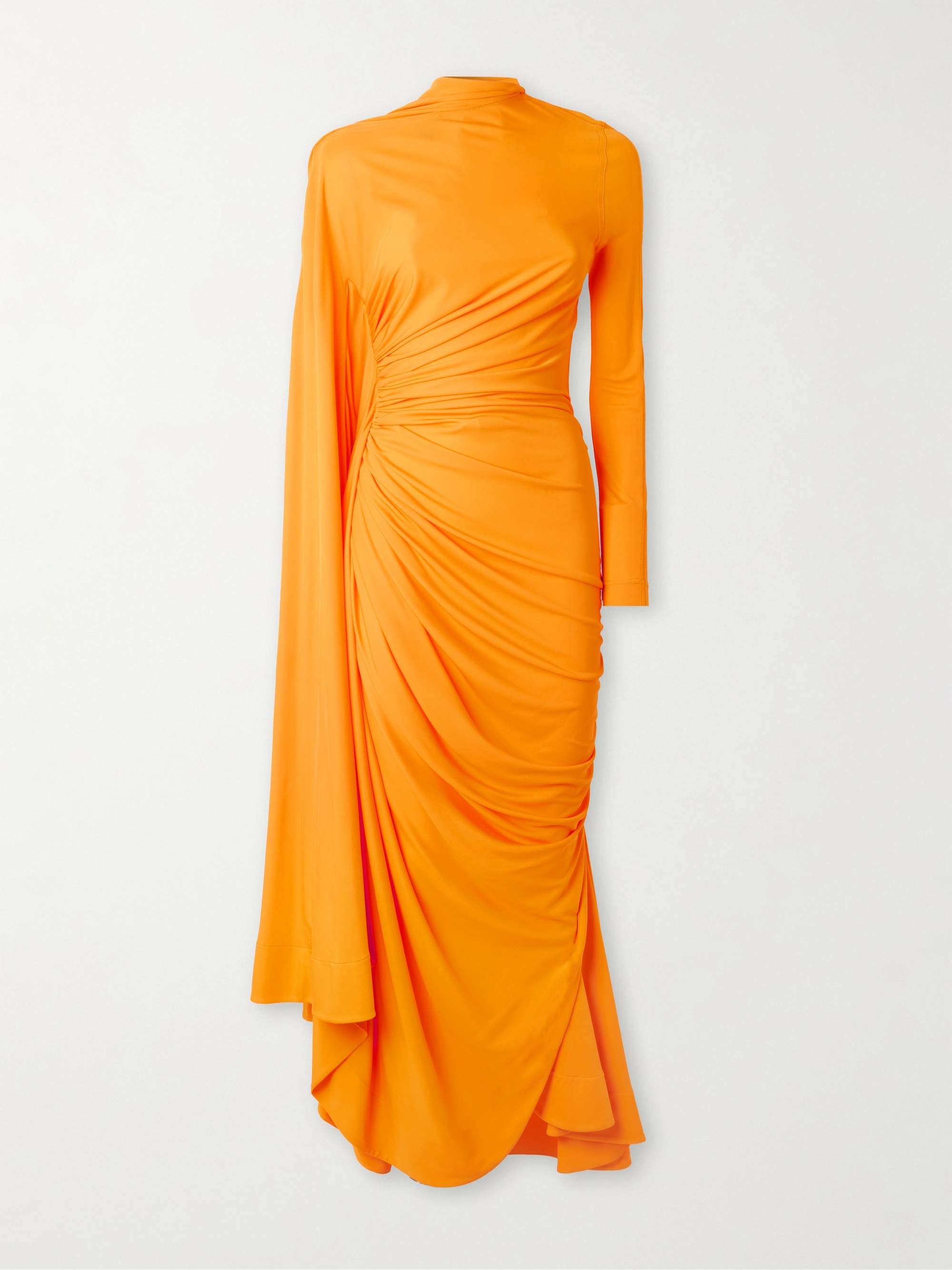 Draped gathered jersey maxi dress view