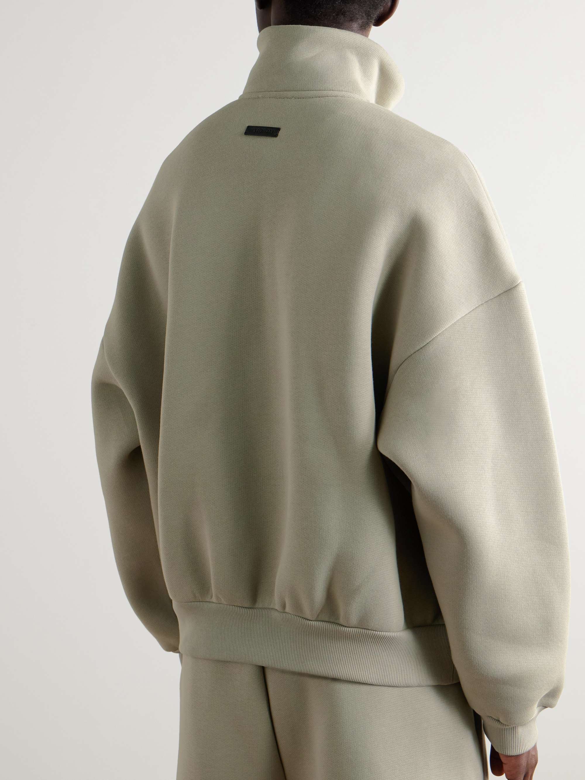 Oversized Cotton-Blend Jersey Half-Zip Sweatshirt view