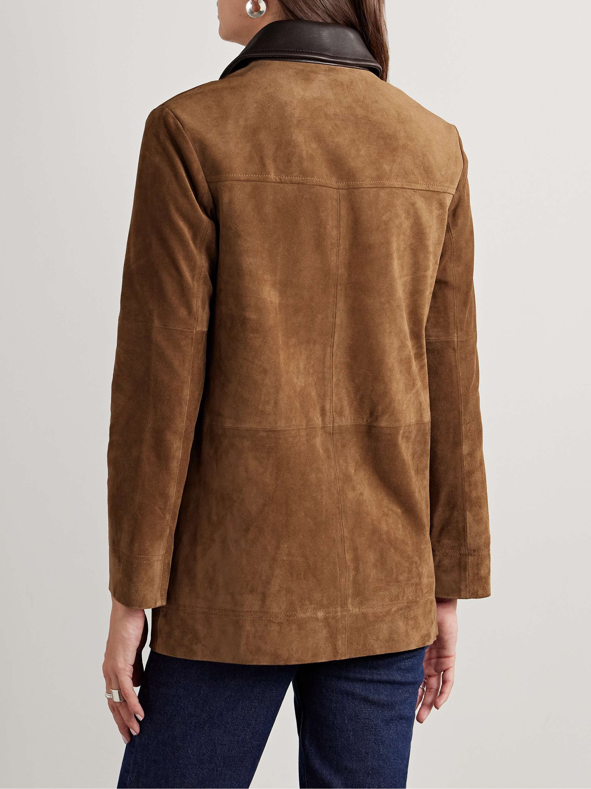 Suz leather-trimmed suede jacket view