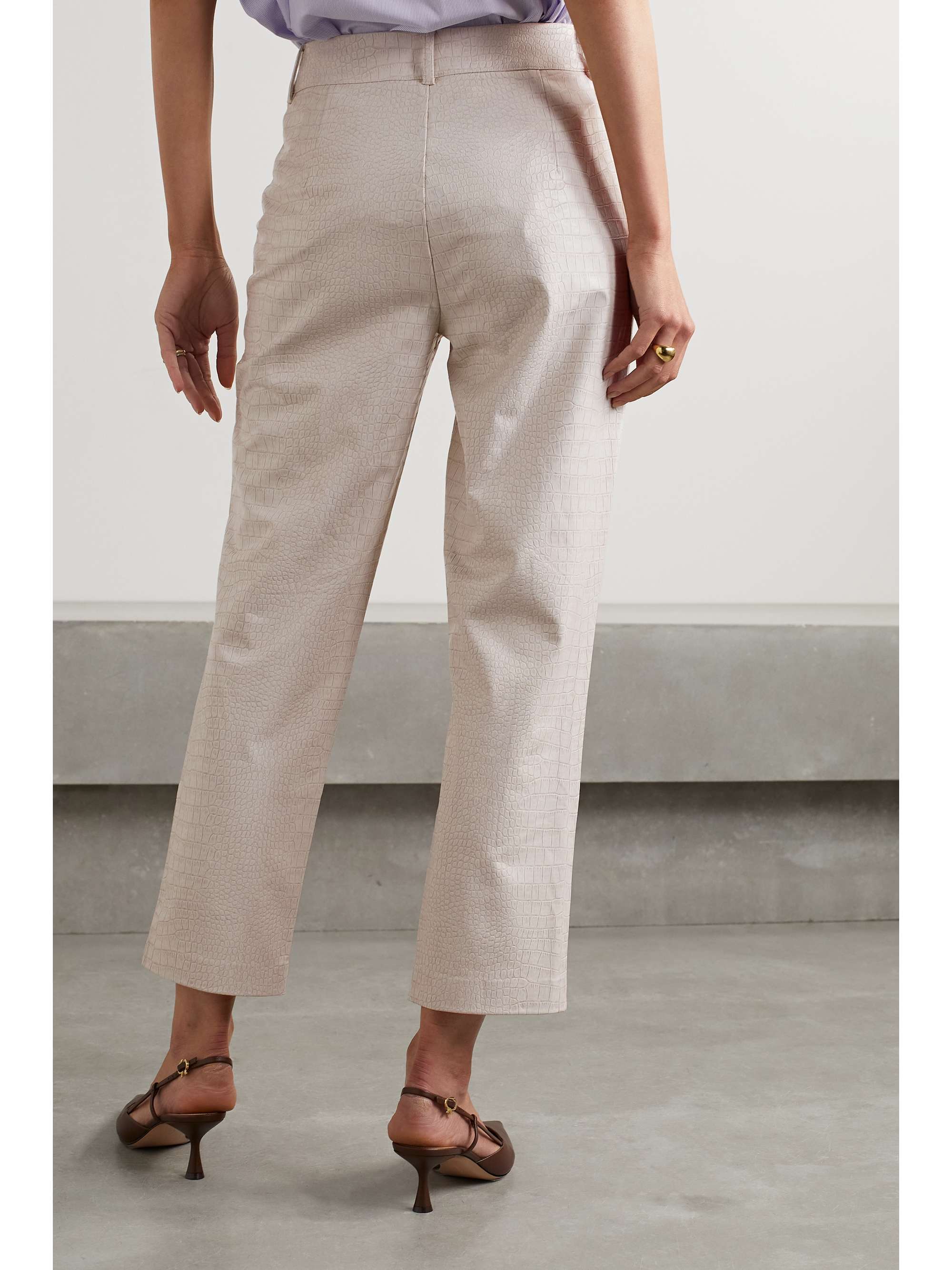 Croc-effect faux leather straight-leg pants view