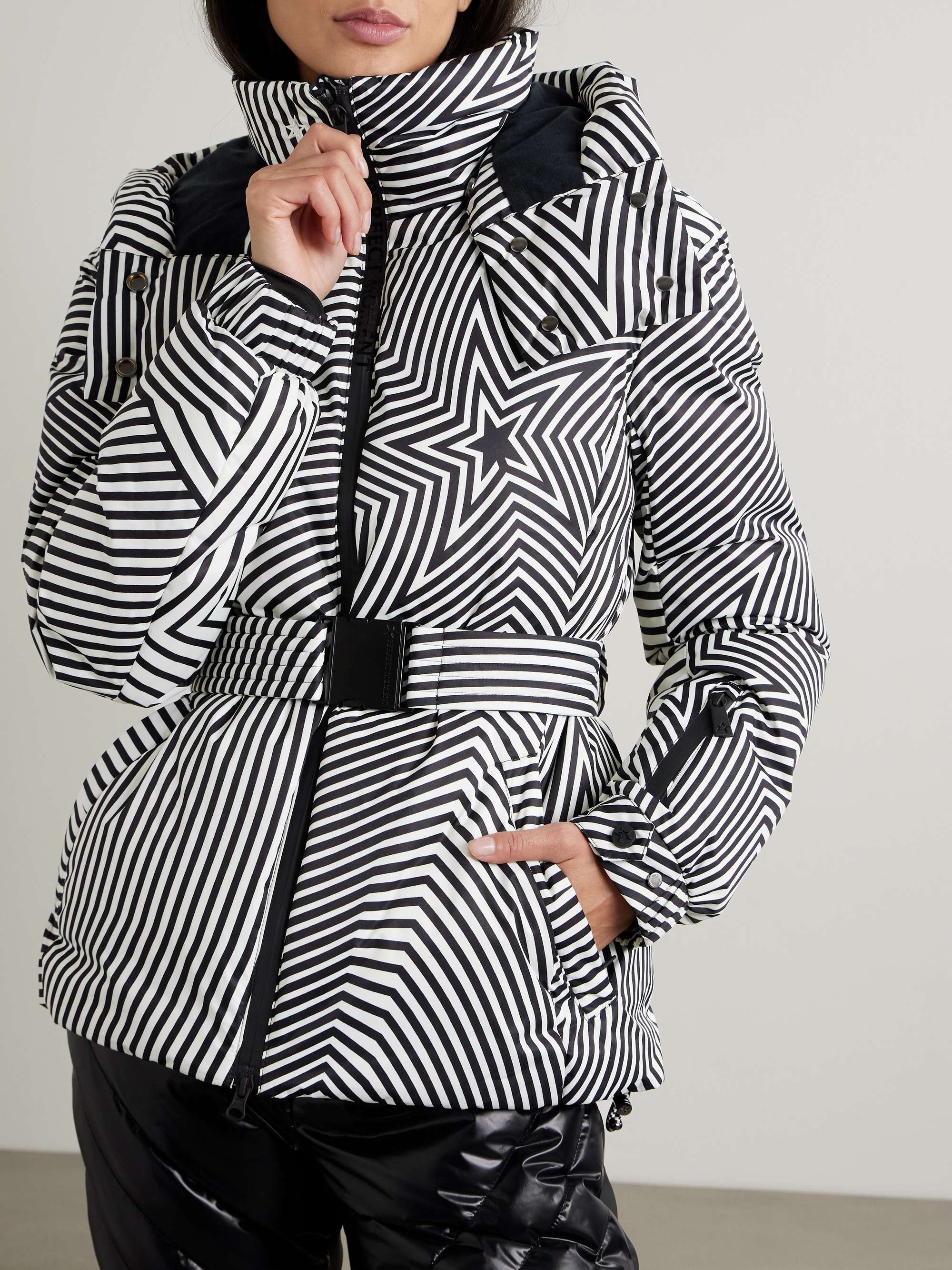 Candice hooded belted printed down ski jacket view