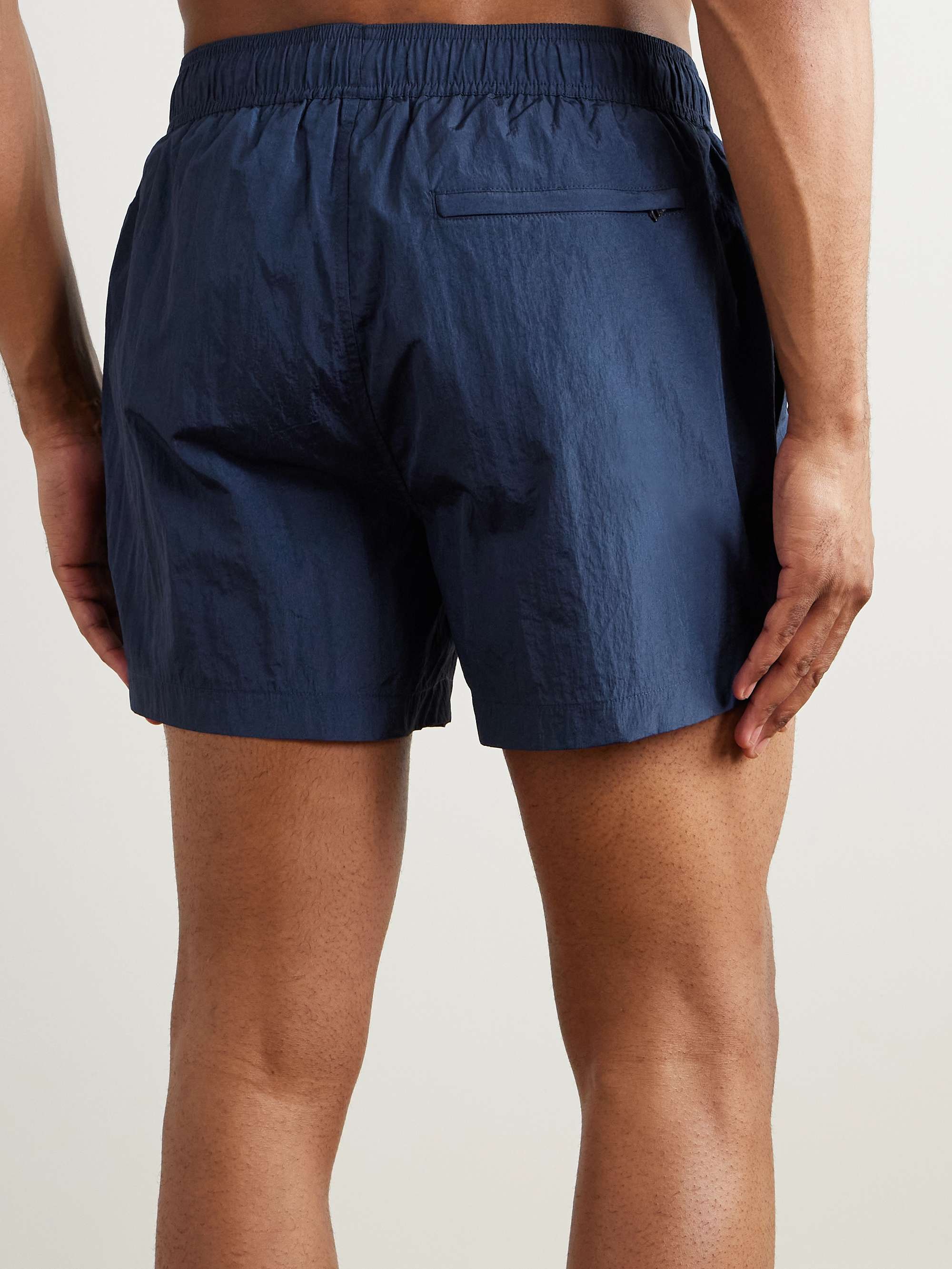Straight-Leg Mid-Length Crinkled Swim Shorts view