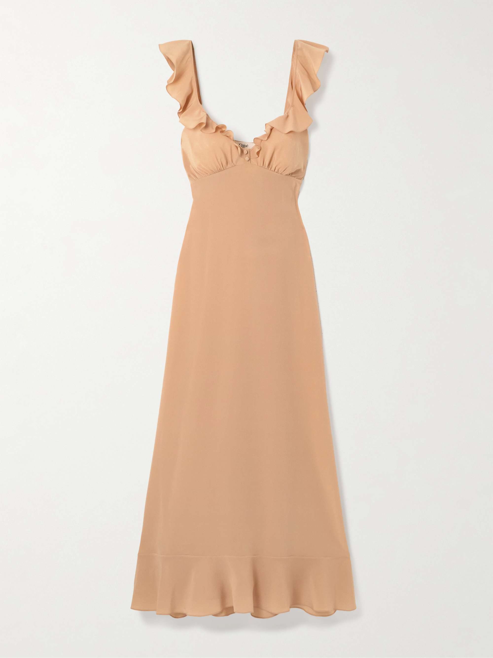 Ruffled silk maxi dress view