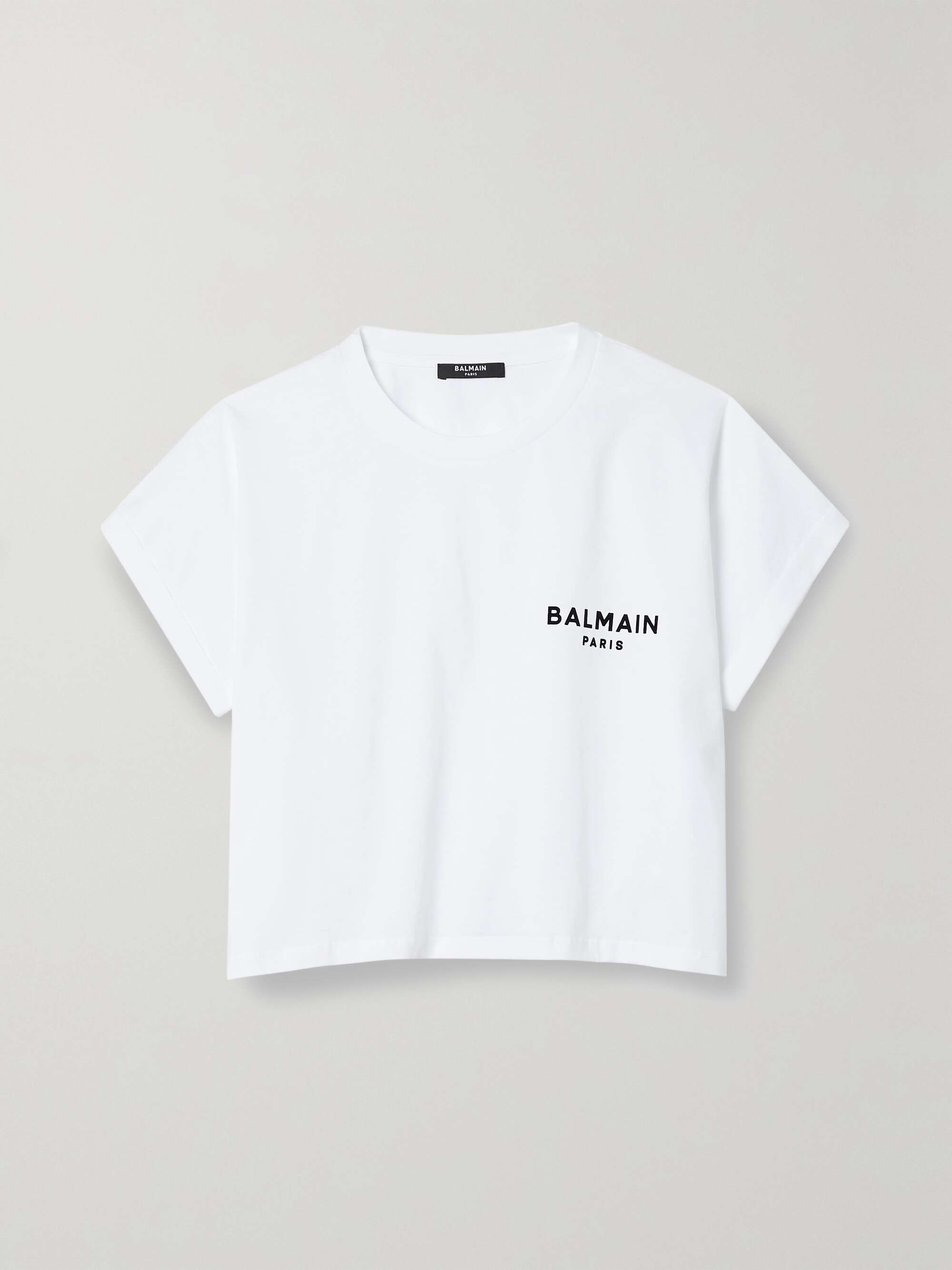 Cropped flocked cotton-jersey T-shirt view