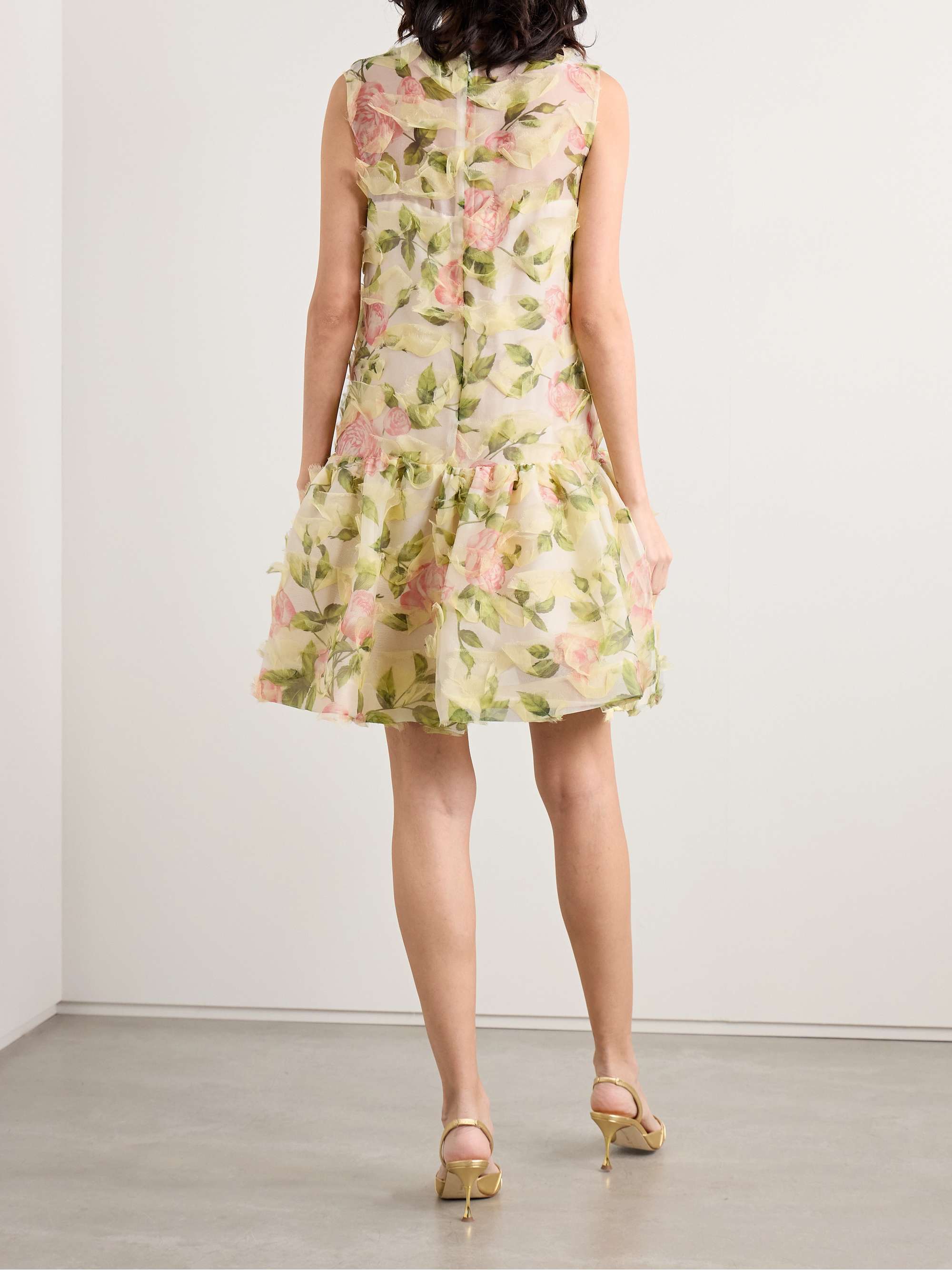 Tiered floral-print silk-blend georgette mini dress view