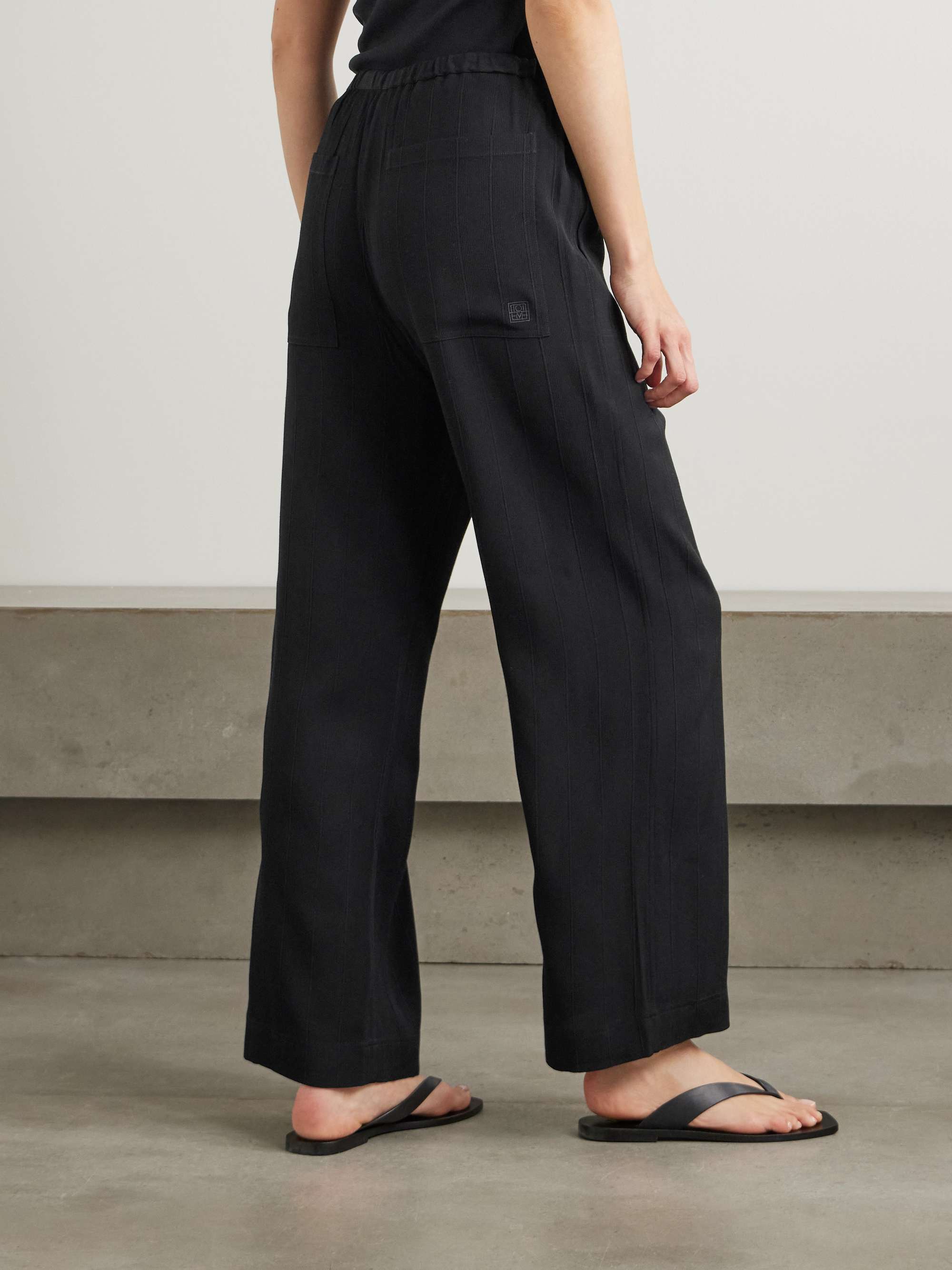 Striped jacquard wide-leg pants view