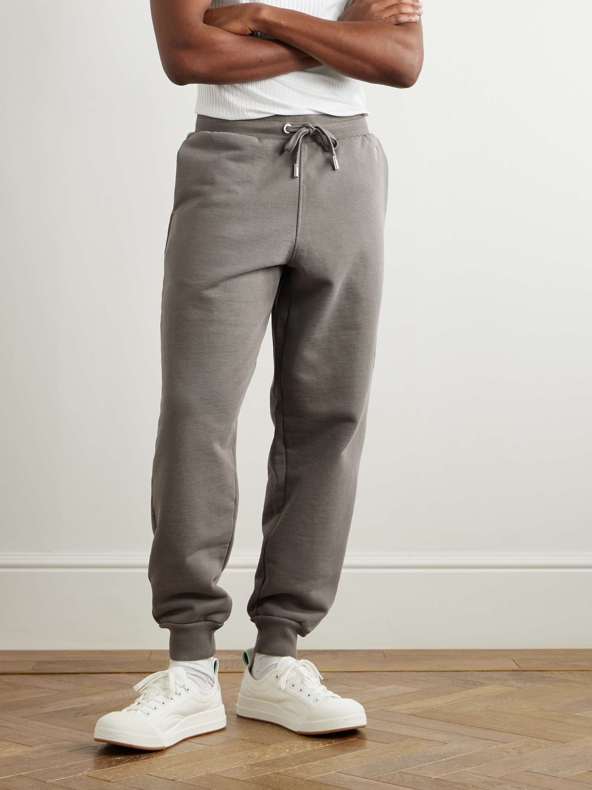 Tapered Logo-Embroidered Organic Cotton-Jersey Sweatpants view