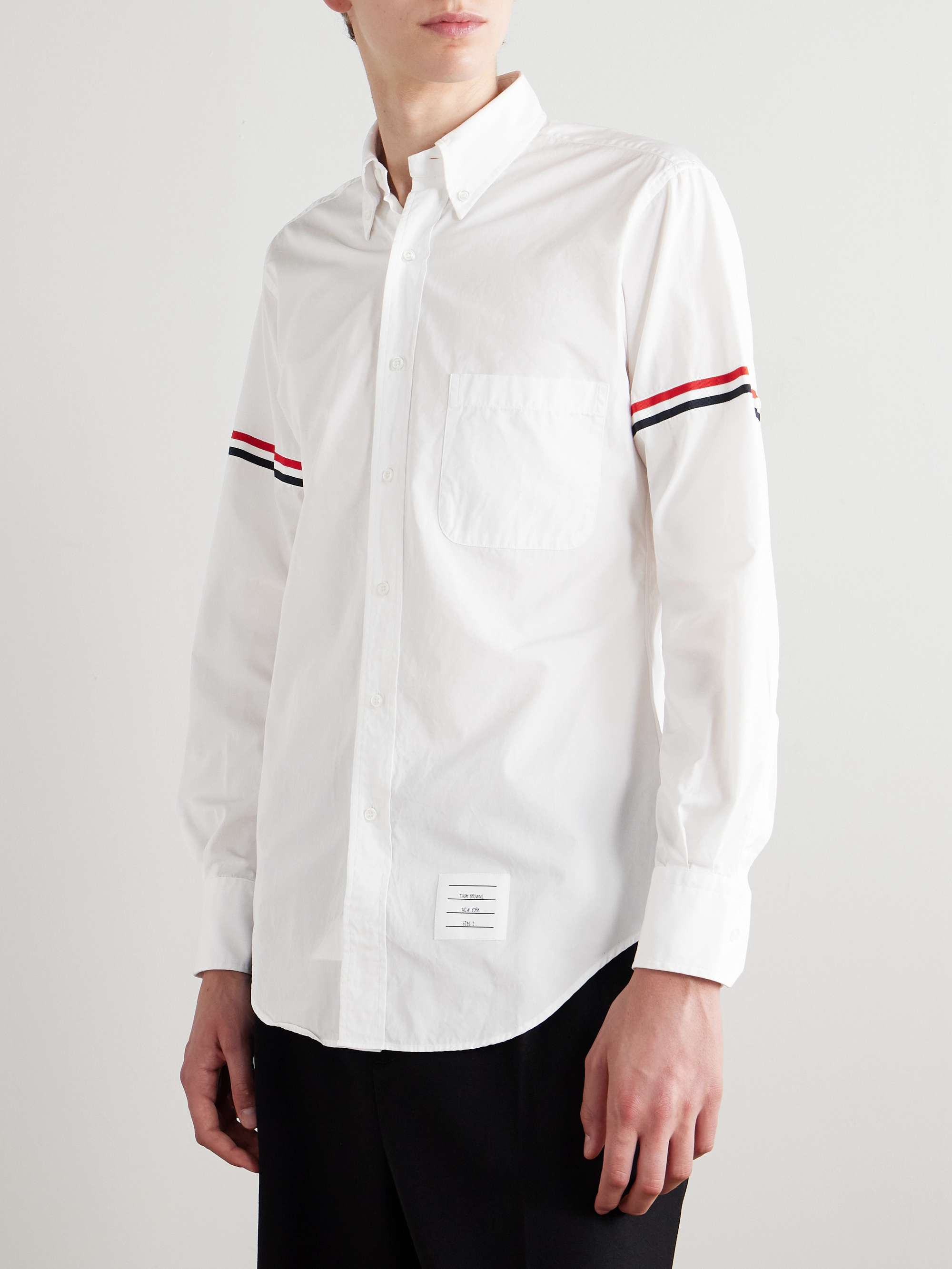 Button-Down Collar Grosgrain-Trimmed Cotton-Poplin Shirt view