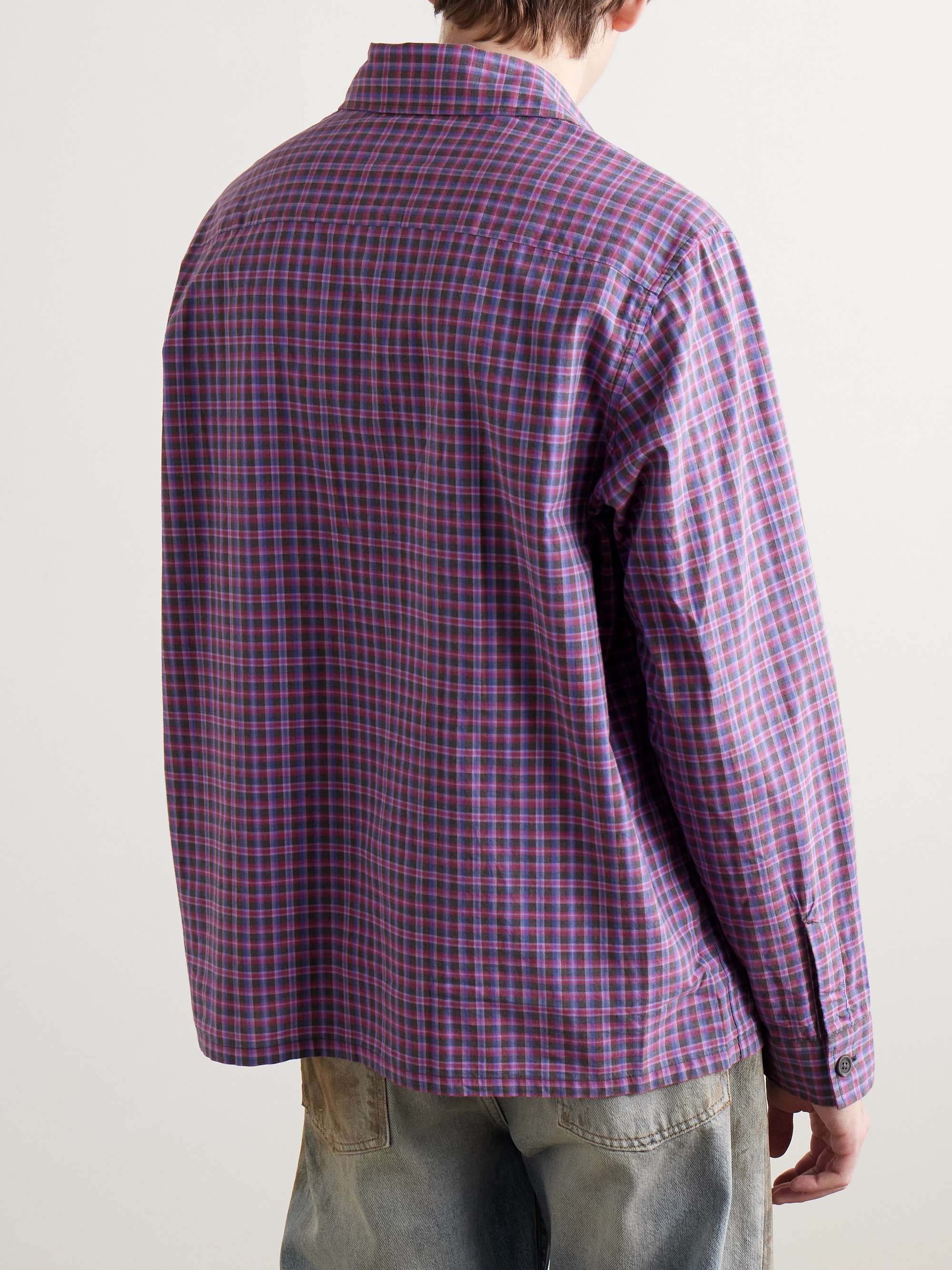 Heusen Convertible-Collar Checked Cotton Shirt view