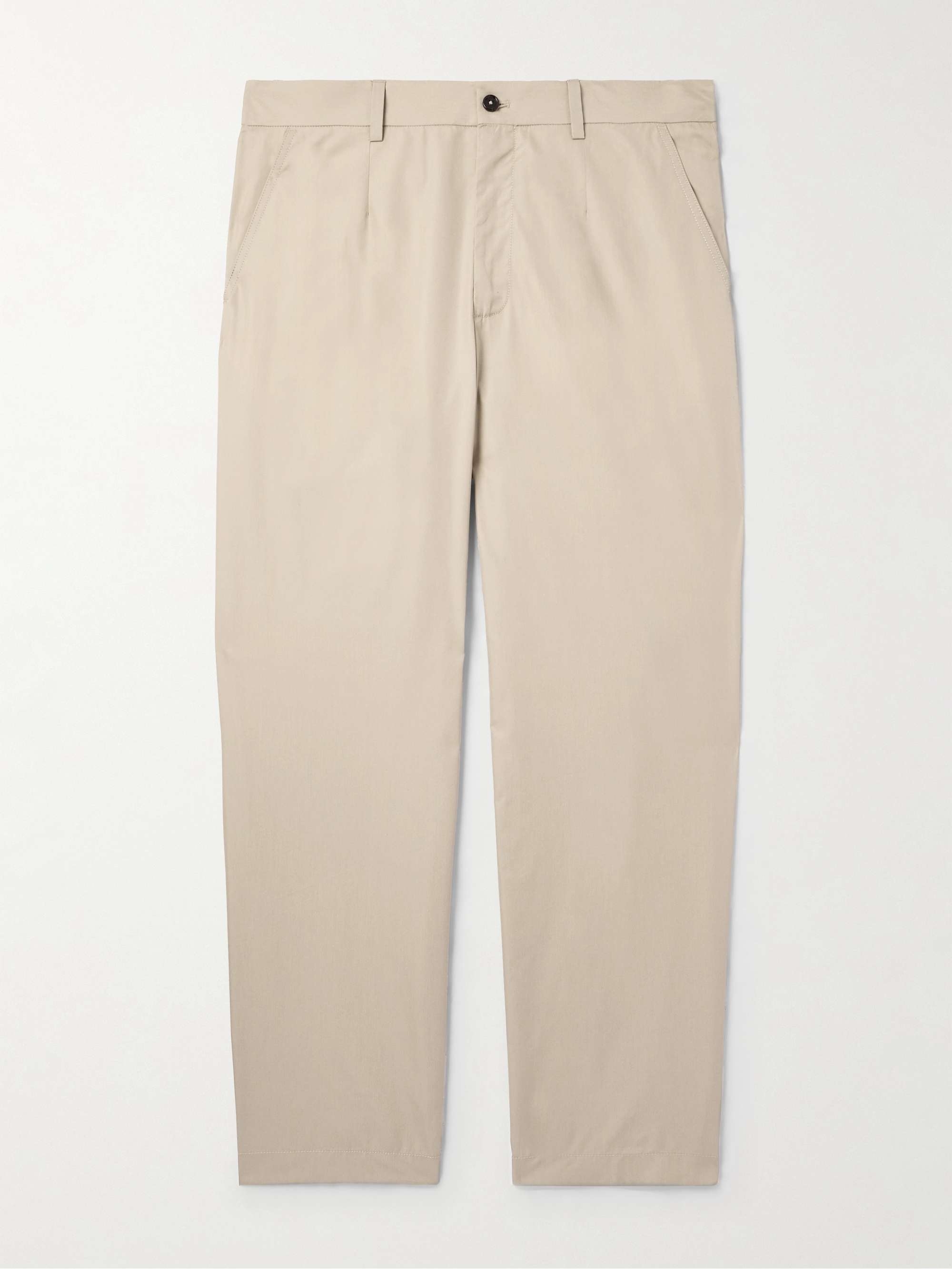 Straight-Leg Cotton and Silk-Blend Trousers view