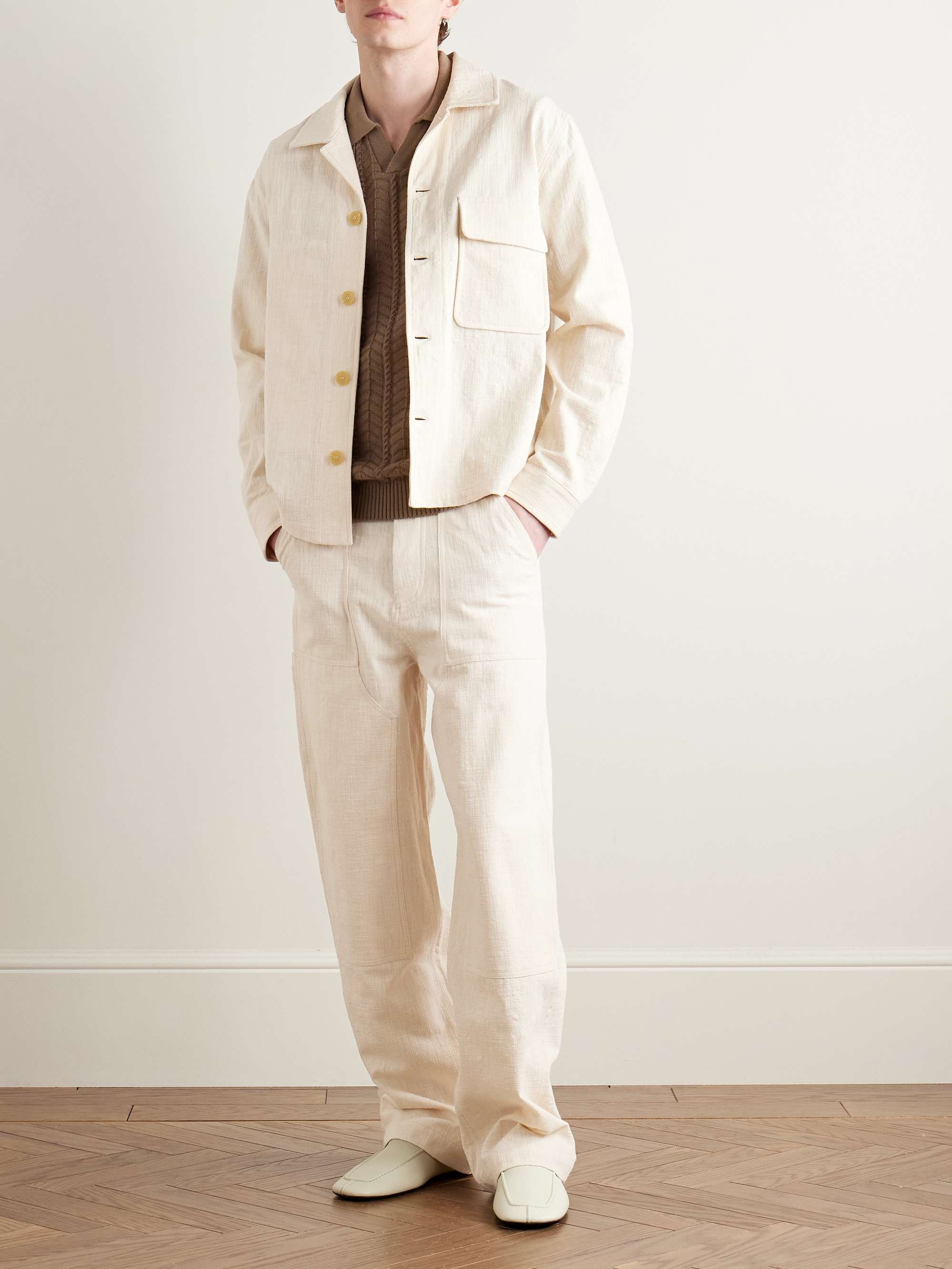 Garden Straight-Leg Slub Cotton-Canvas Trousers view