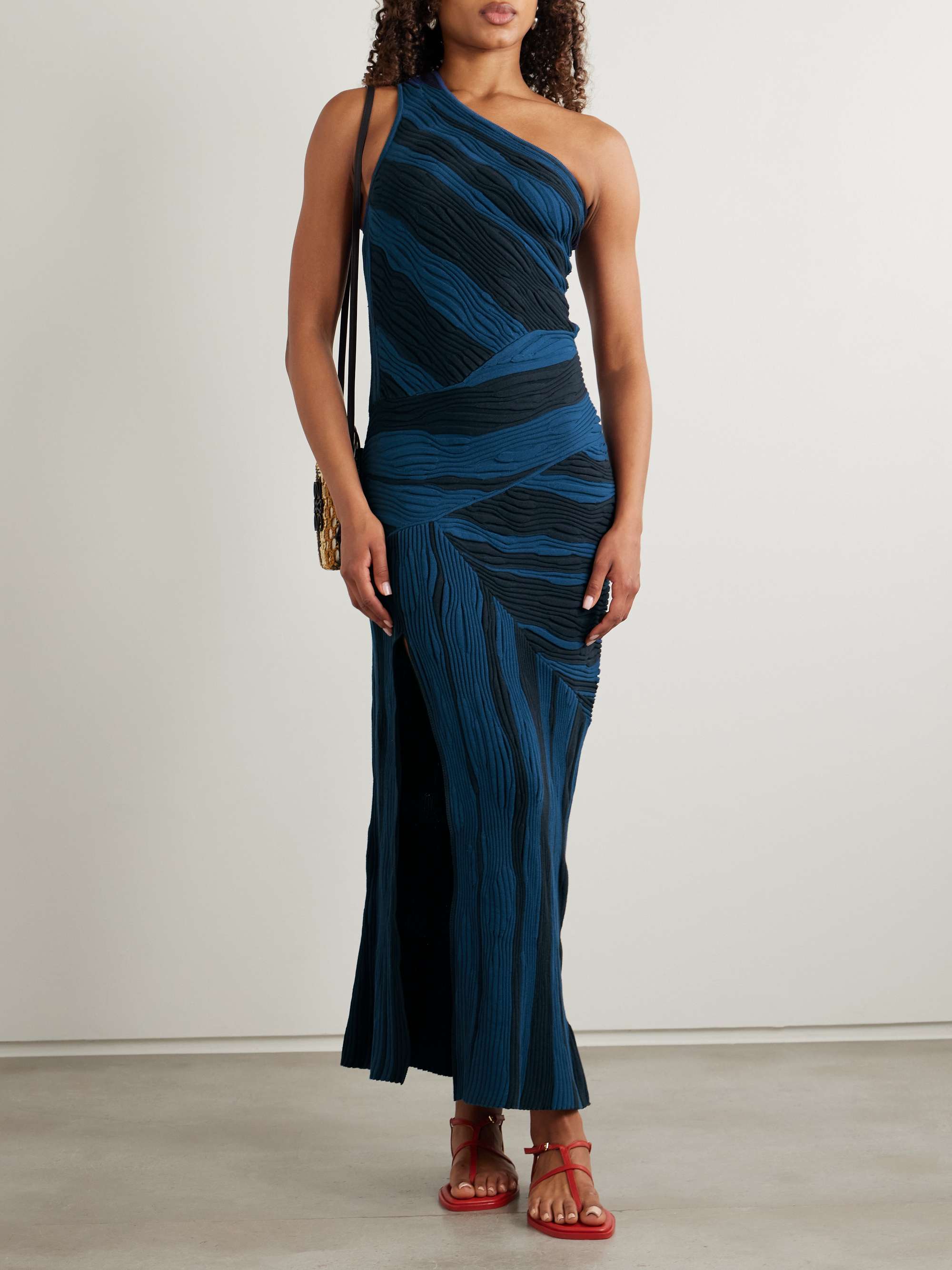 Magdalena one-shoulder ribbed cotton maxi dress view