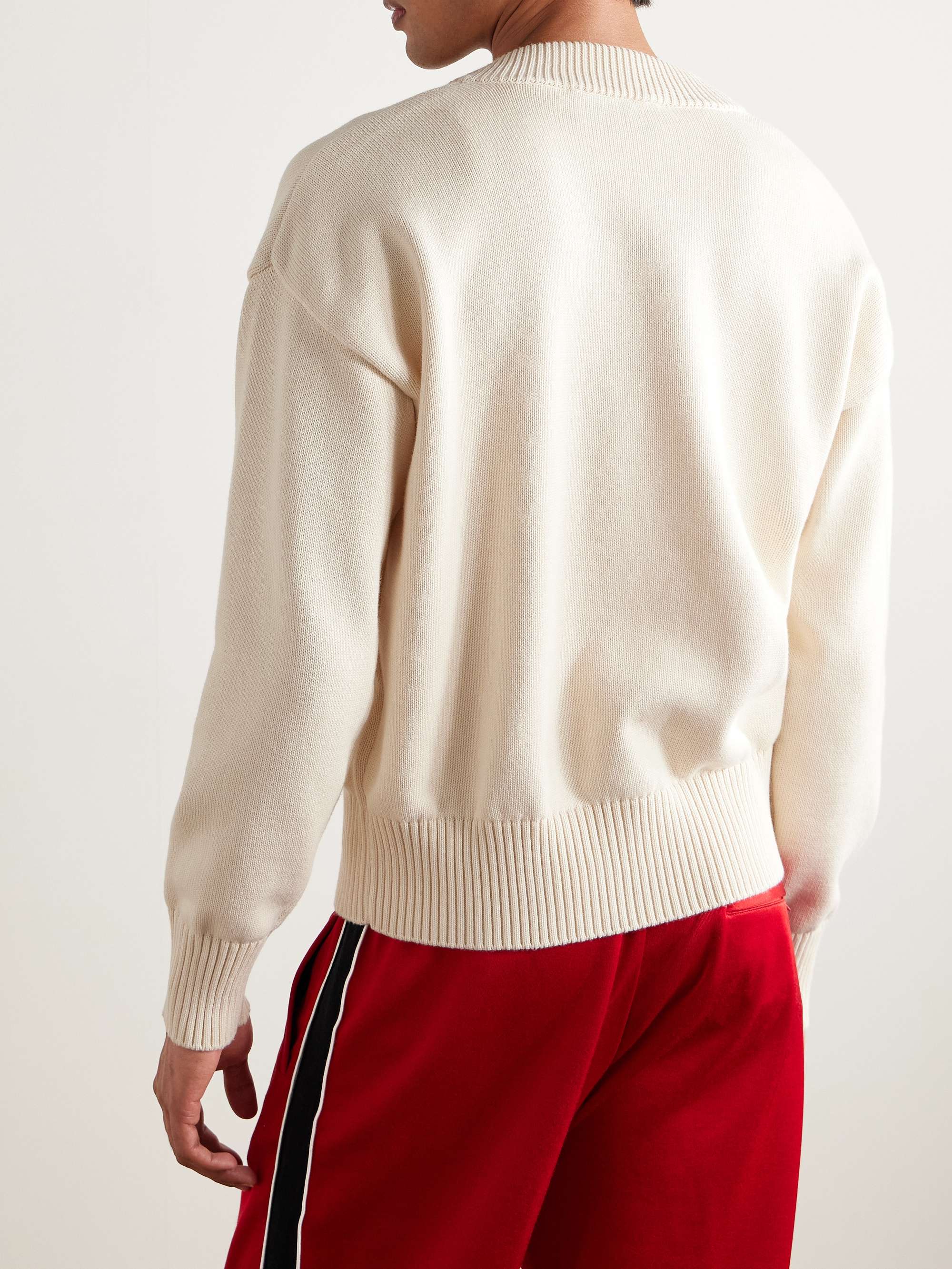 Logo-Embroidered Organic Cotton and Wool-Blend Cardigan view
