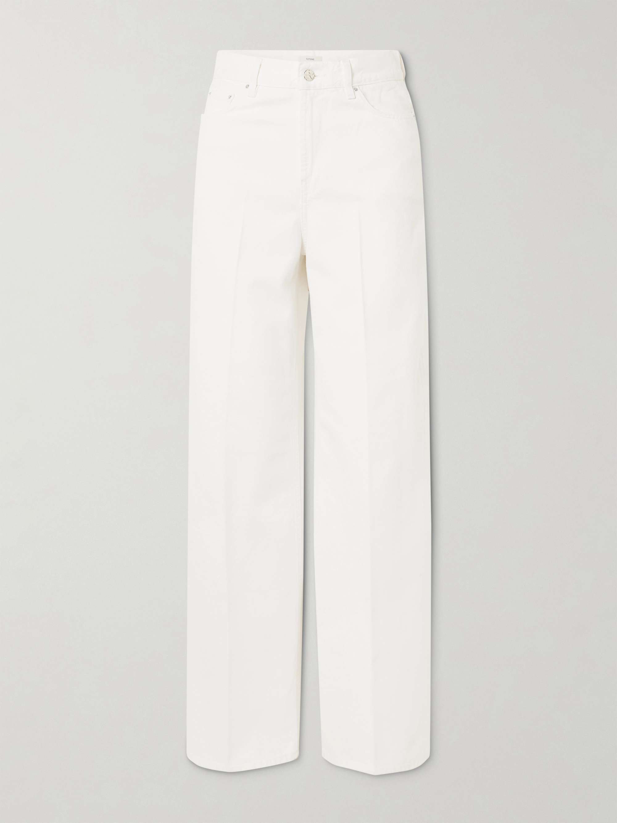 Pleated high-rise wide-leg organic jeans view