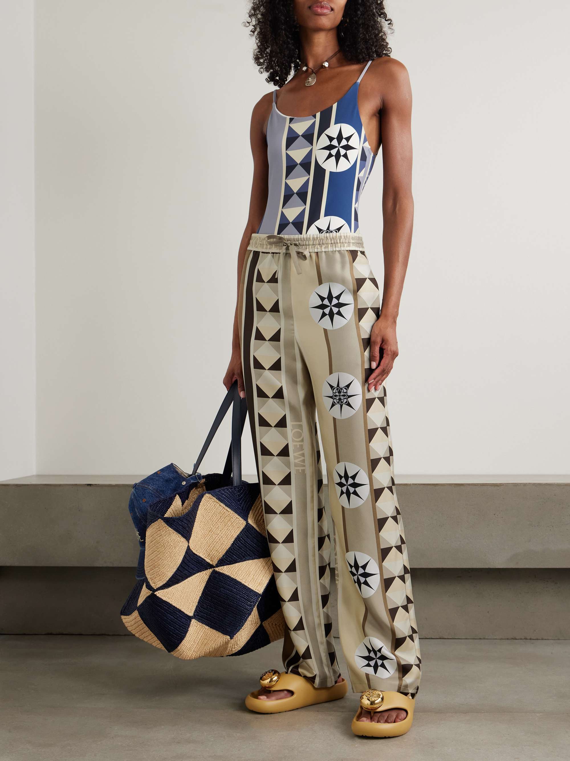+ Paula's Ibiza printed silk-twill straight-leg pants view