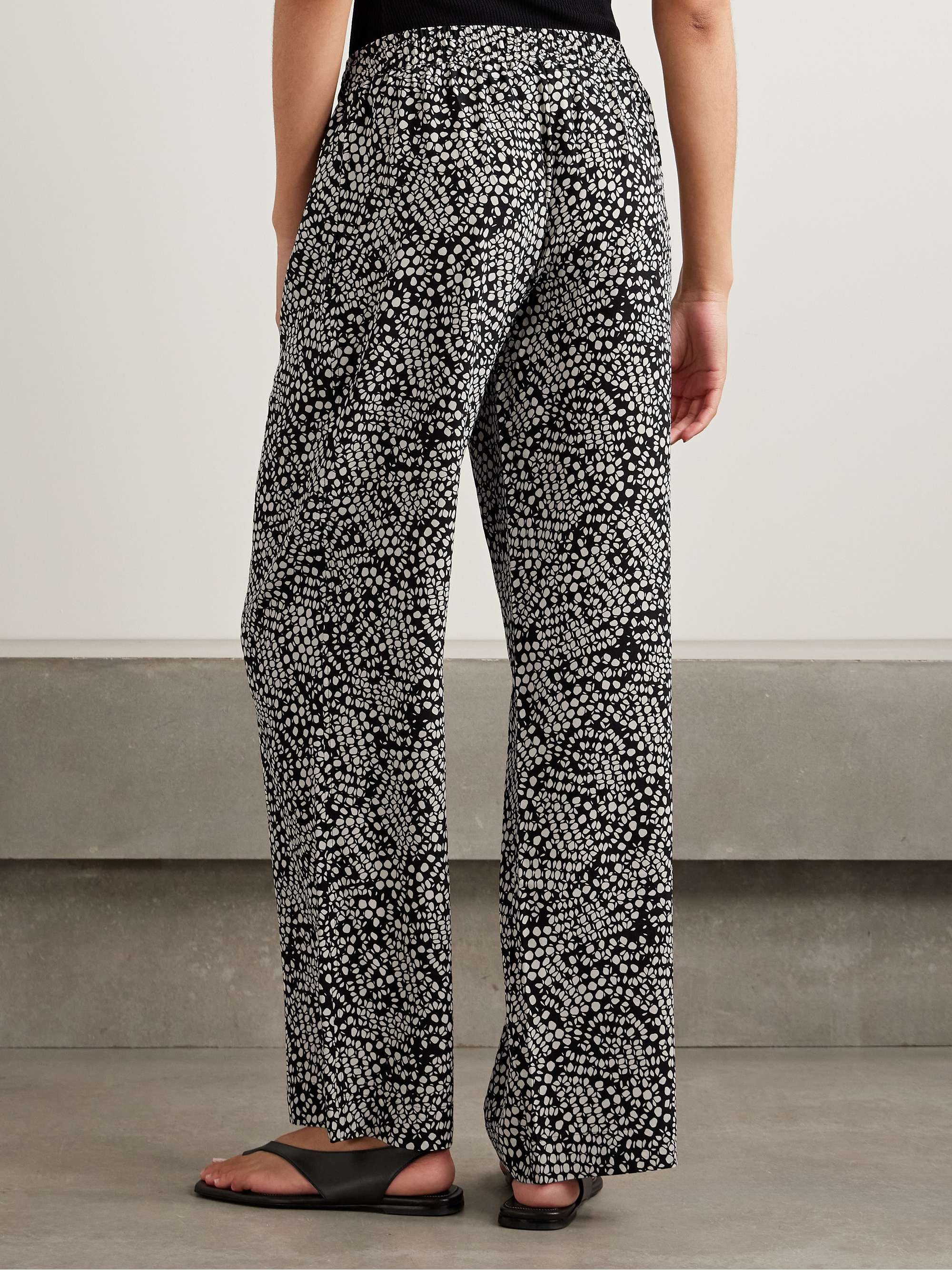 Polka-dot silk crepe de chine track pants view