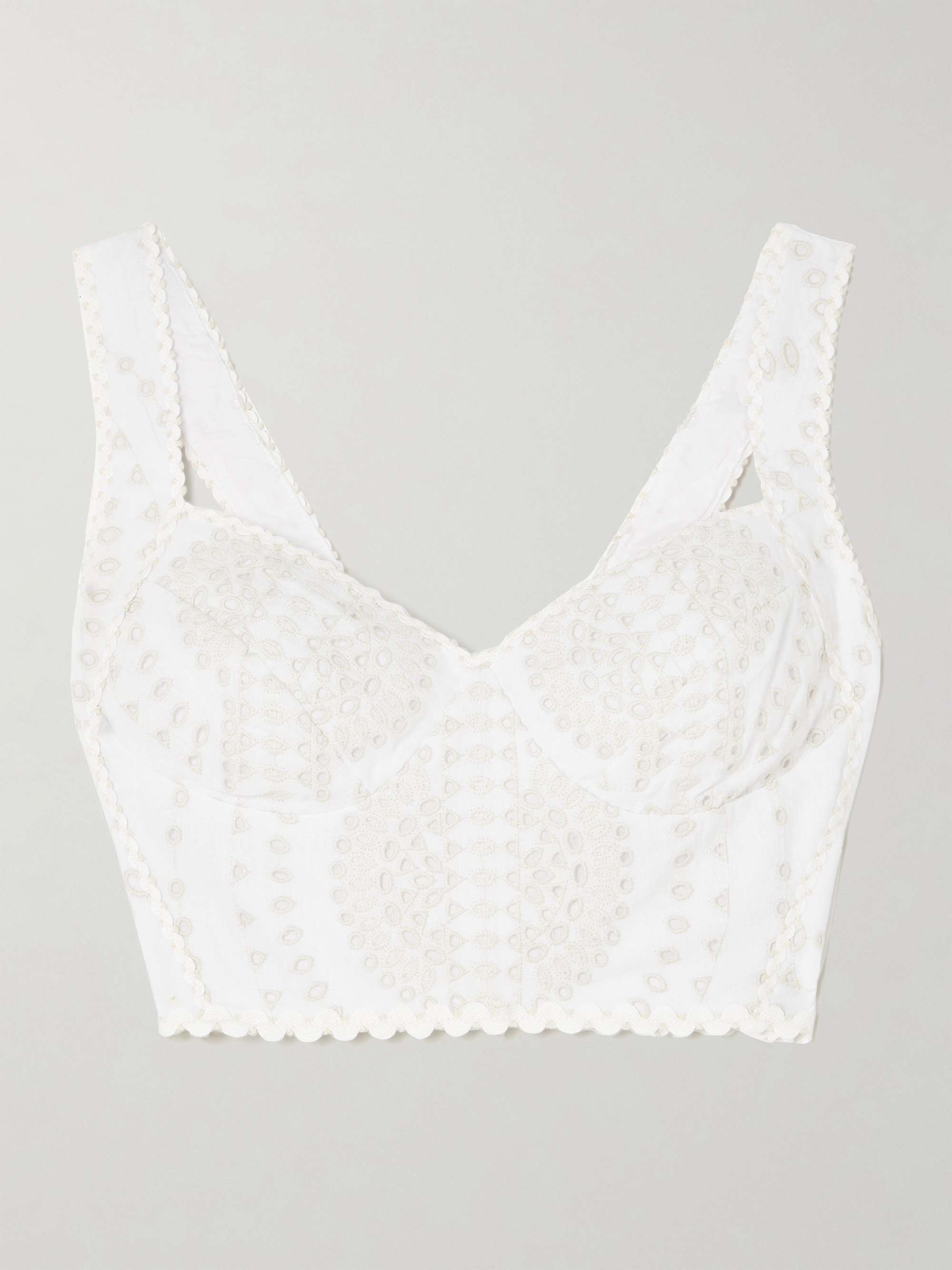 Goldie broderie anglaise cotton-blend bustier top view