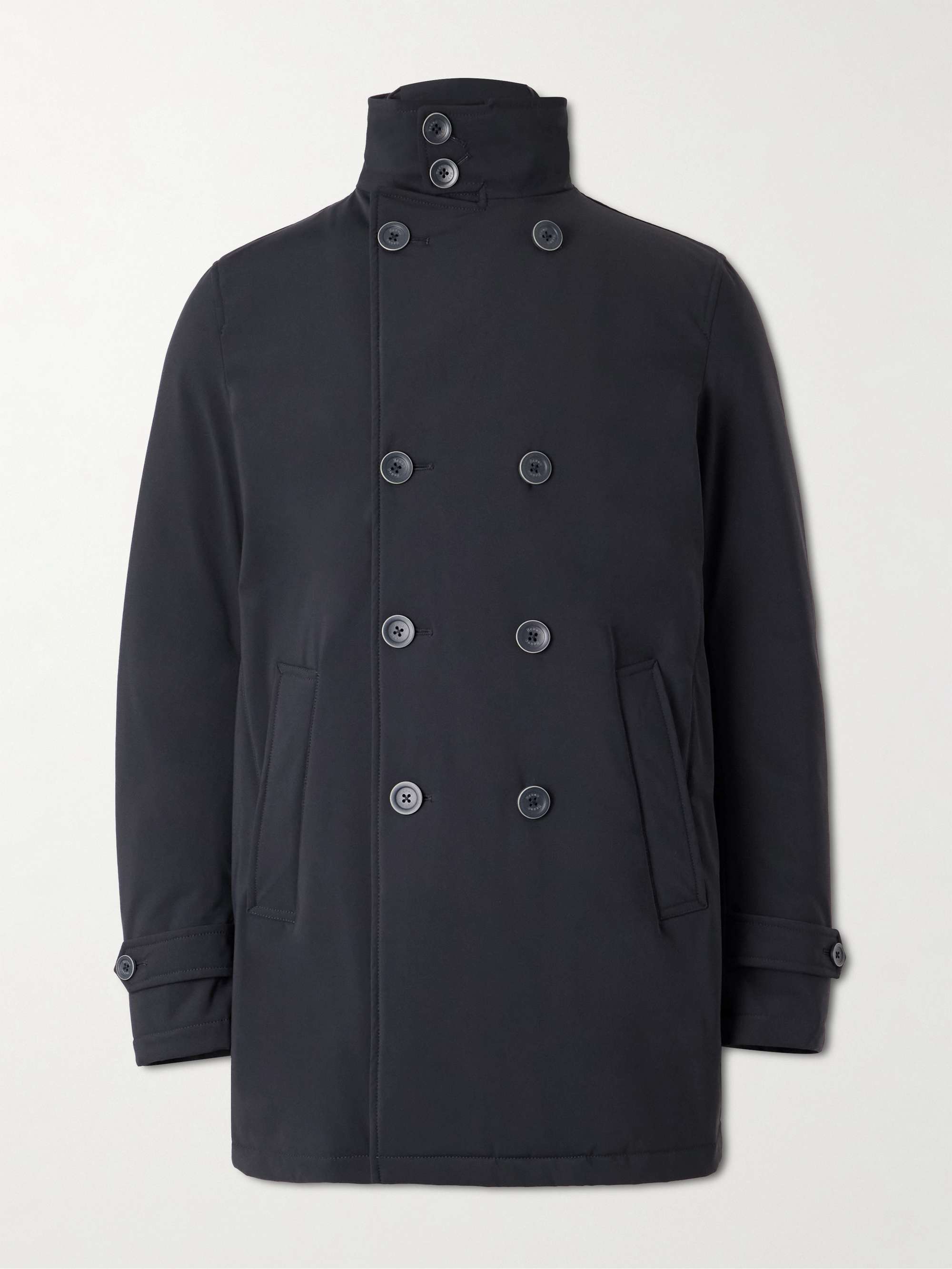 Double-Breasted Padded Stretch-Shell Down Peacoat view