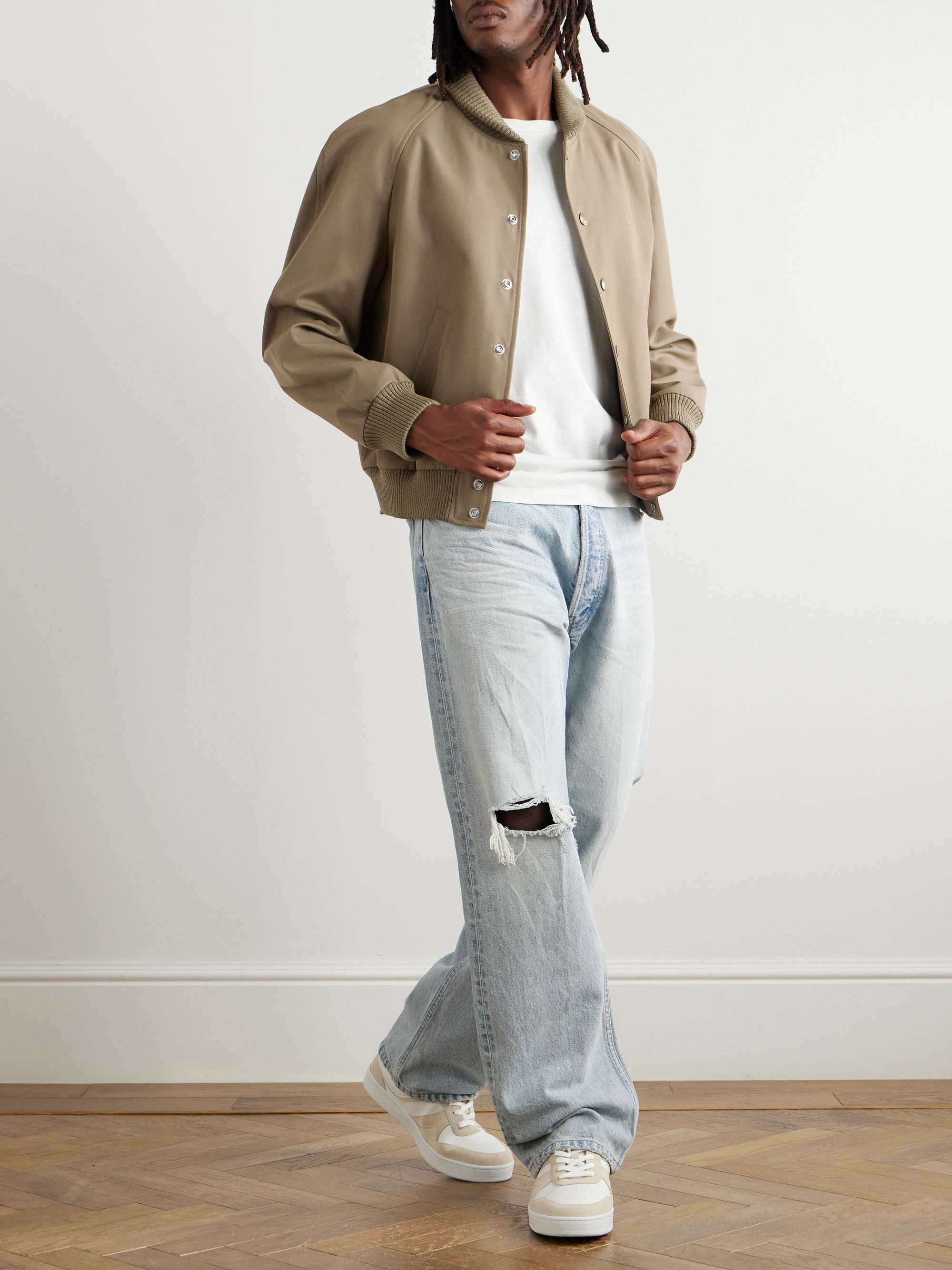 Teddy Logo-Embroidered Wool and Cotton-Blend Gabardine Bomber Jacket view