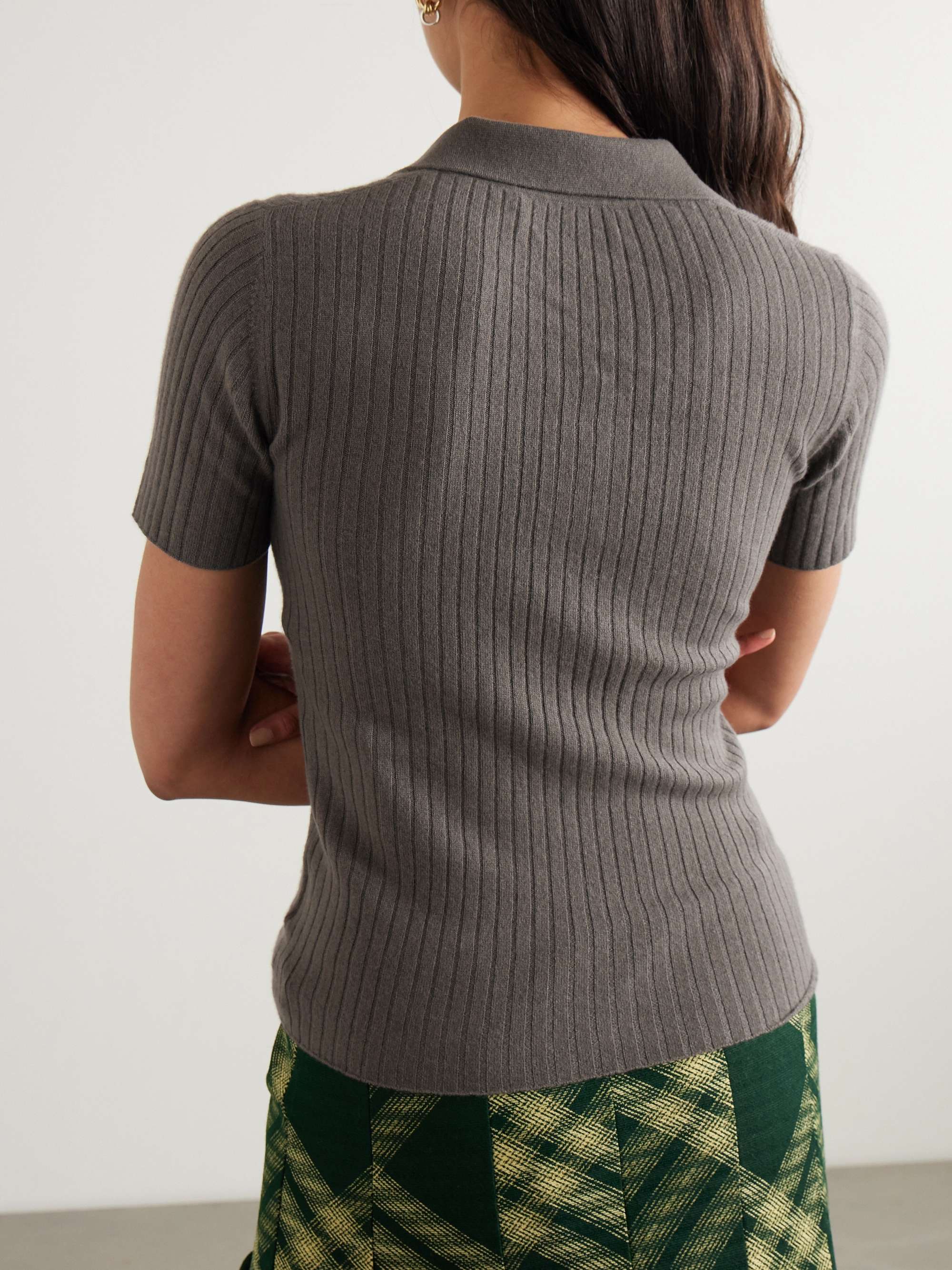 Jennifer ribbed cashmere polo shirt view