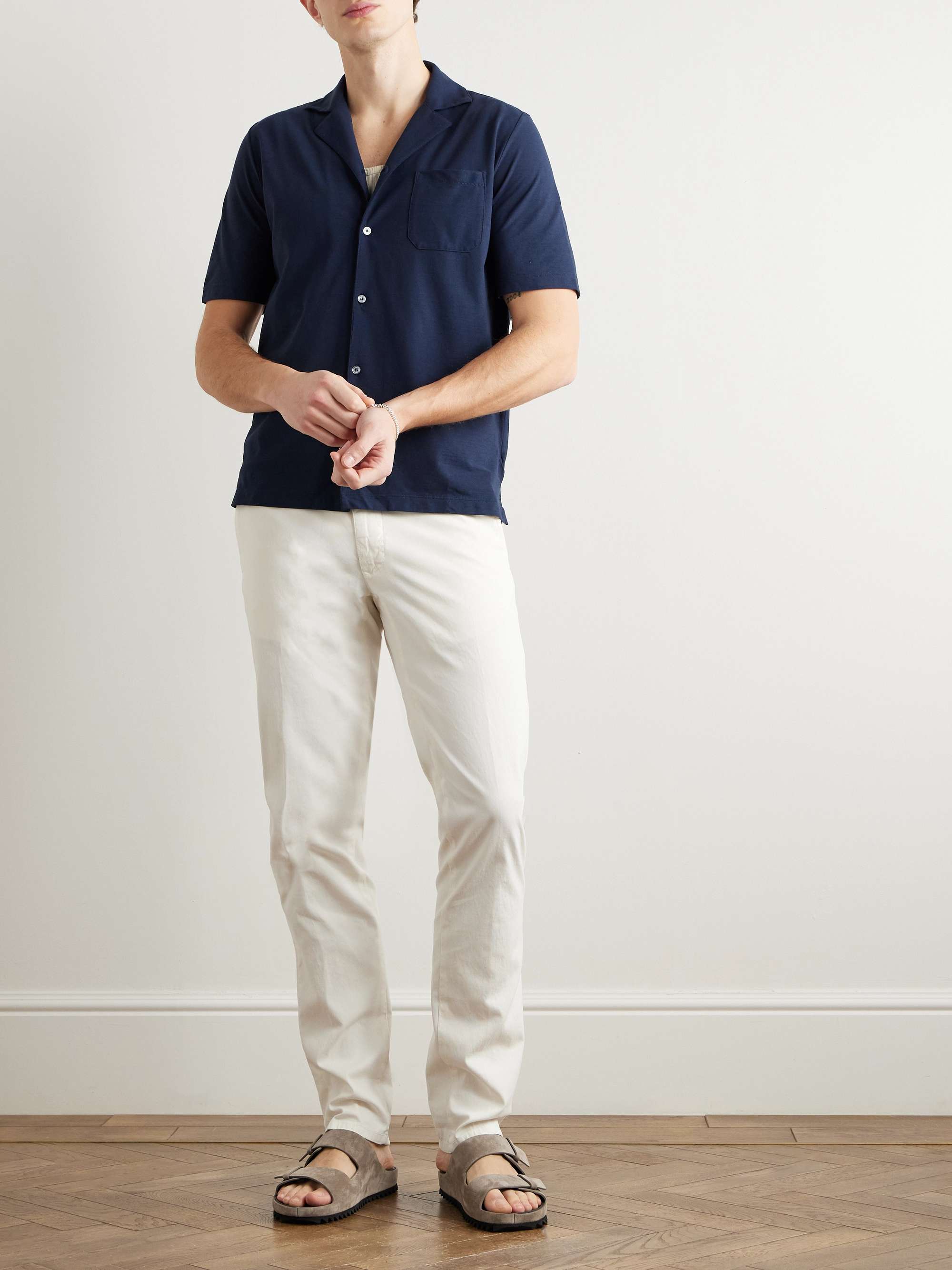 Zanone Camp-Collar Cotton-Jersey Shirt view