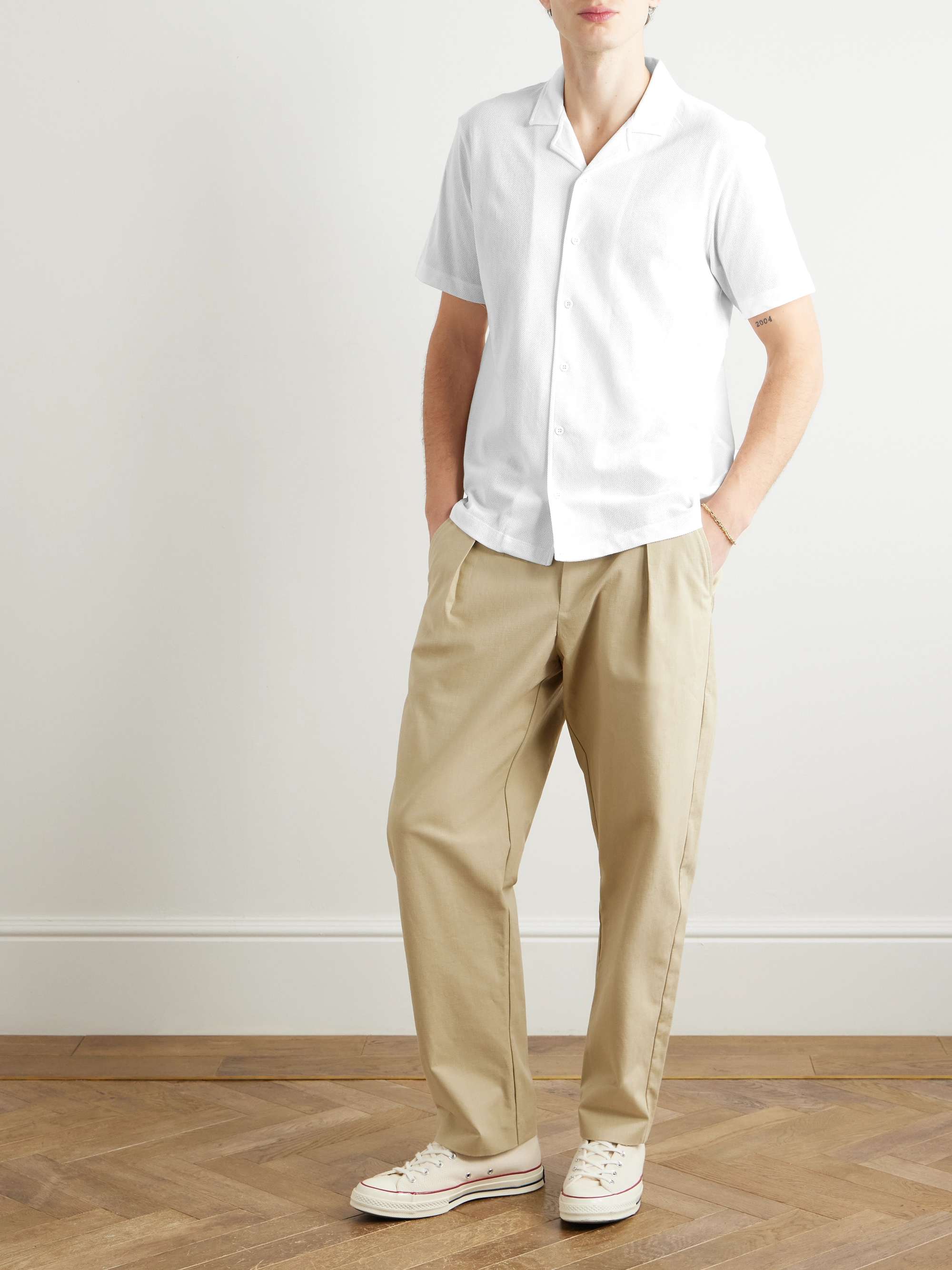Camp-Collar Cotton-Mesh Shirt view