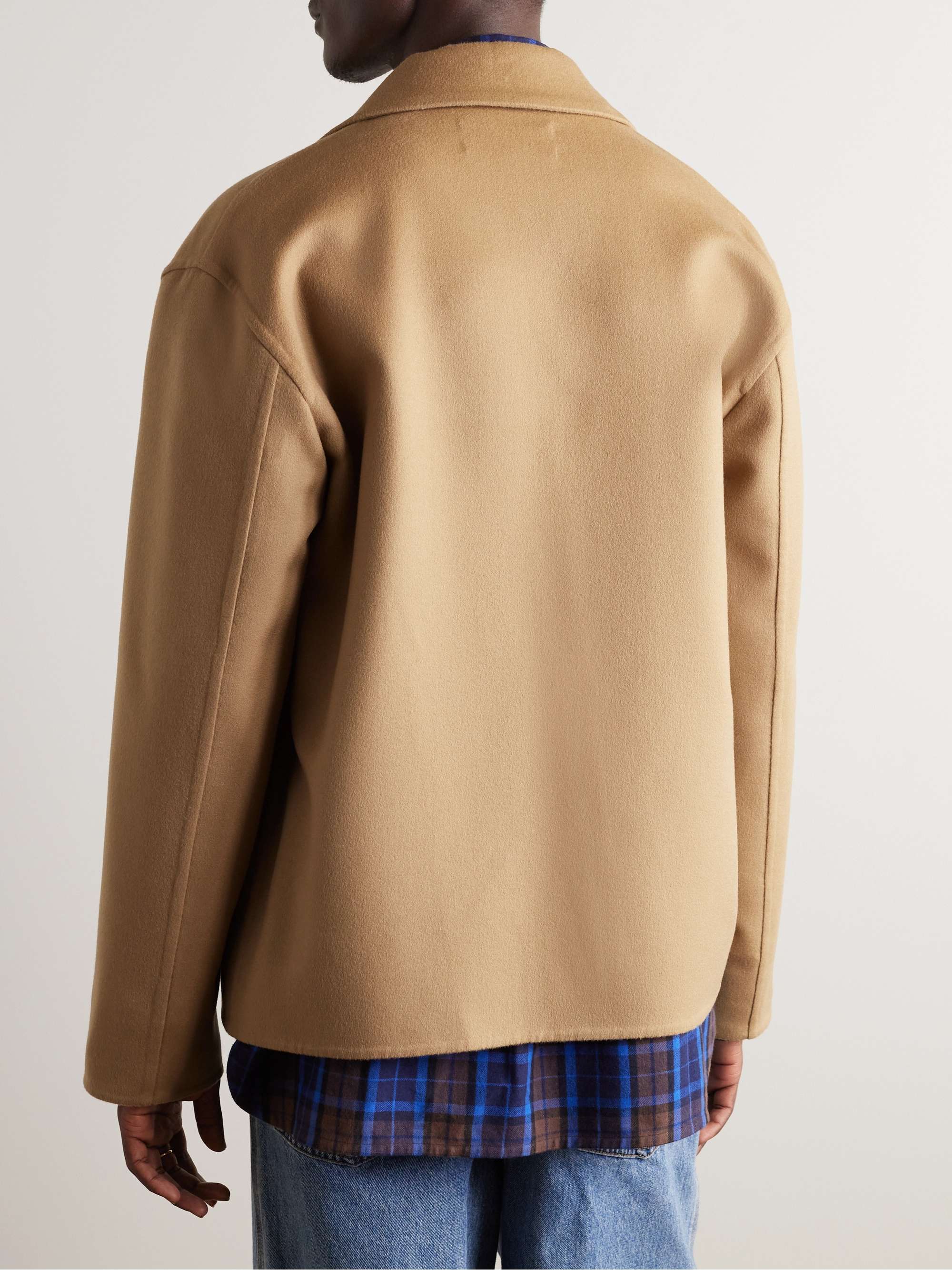 Leather-Trimmed Wool and Cashmere Jacket view