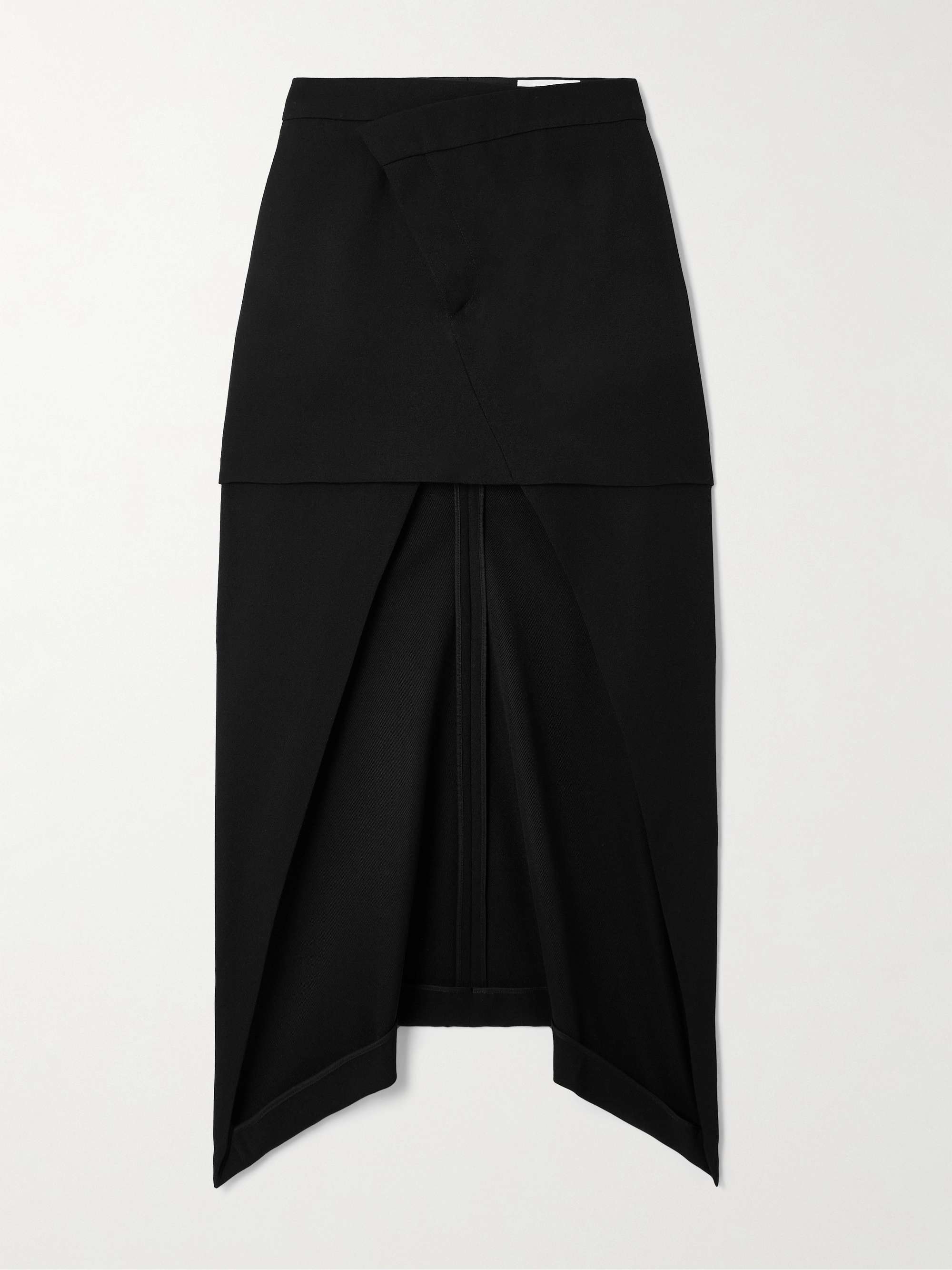 Wrap-effect wool midi skirt view