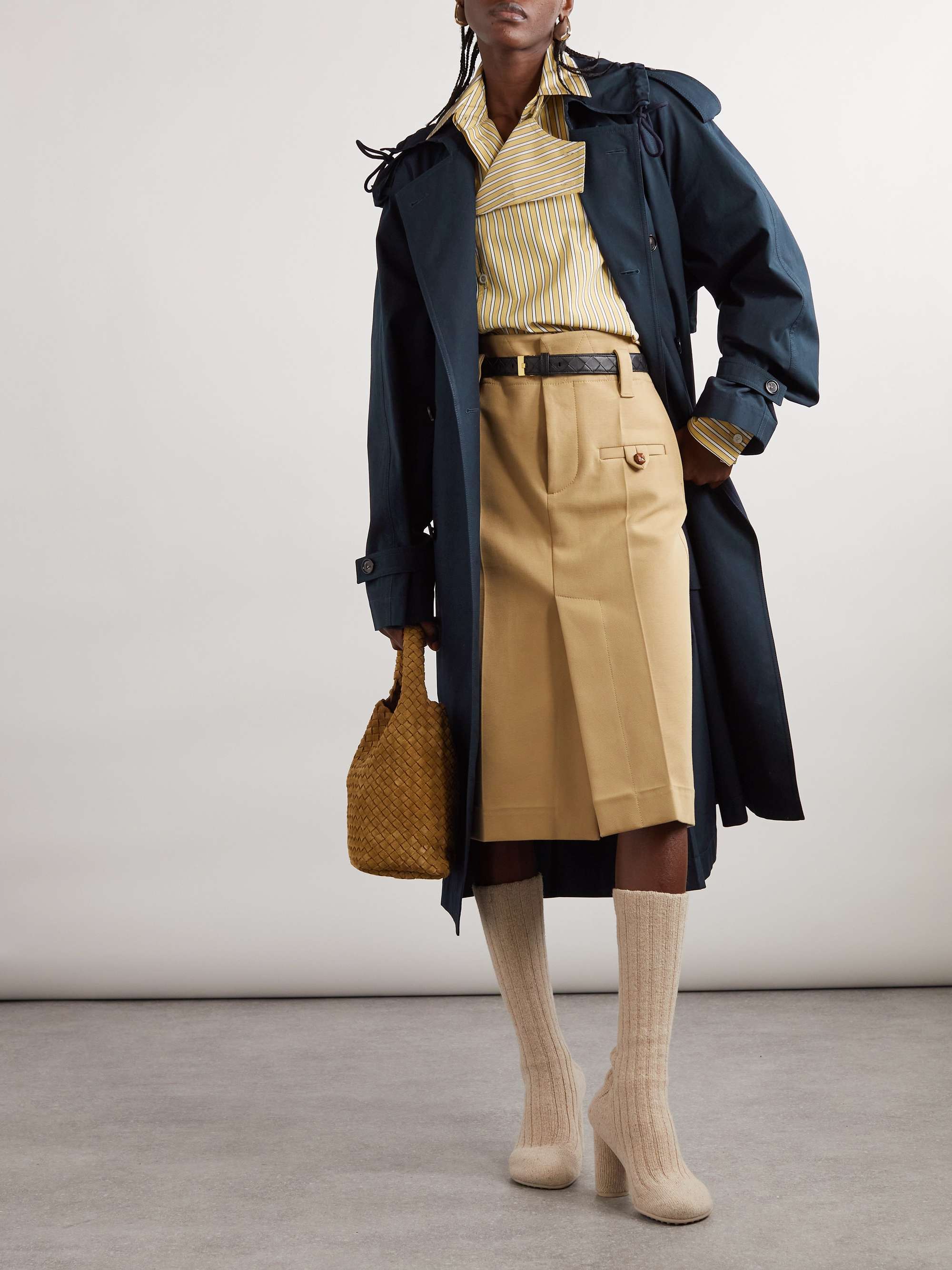 Belted wool-gabardine trench coat view