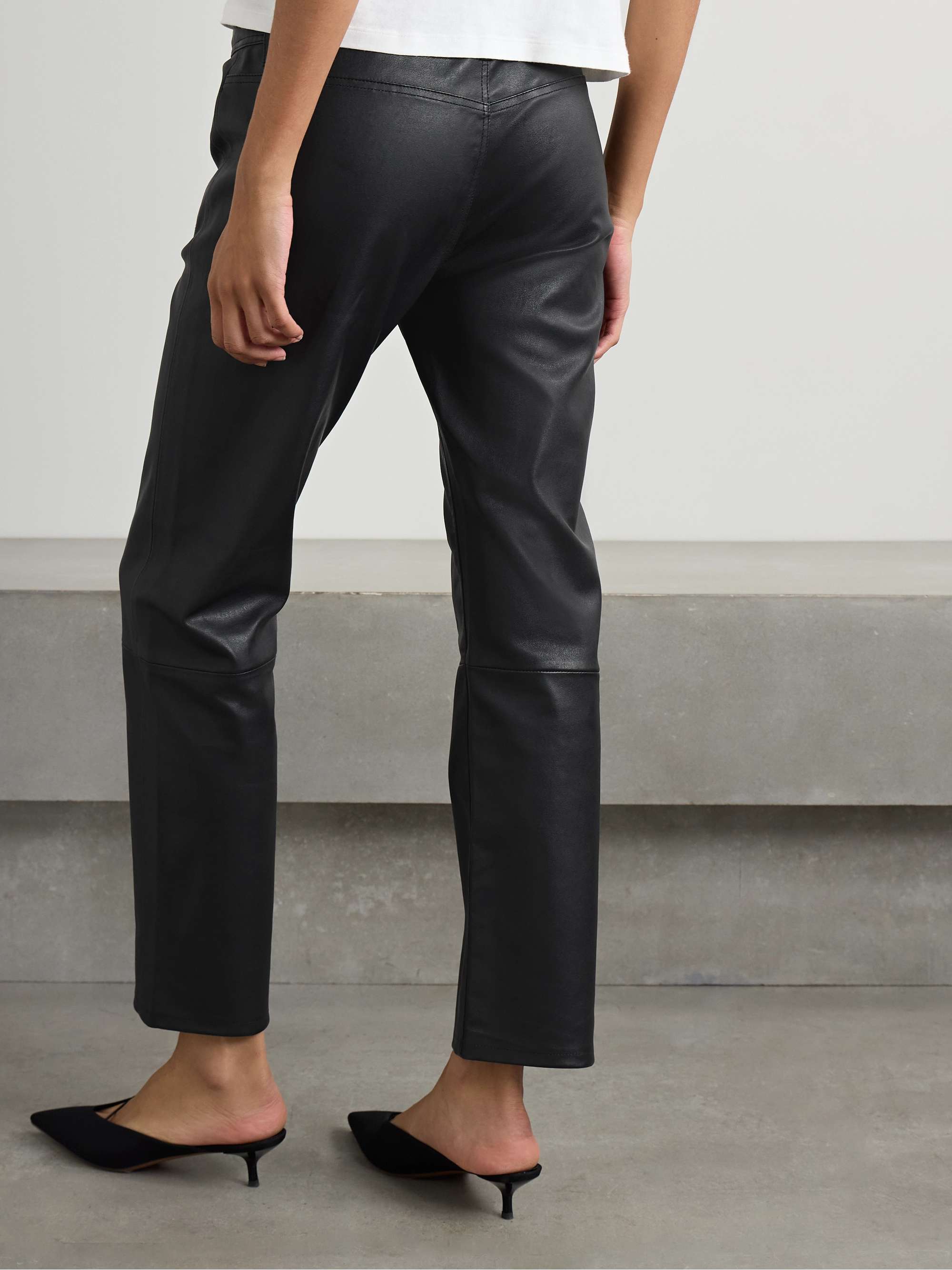 Boy low-rise straight-leg leather pants view