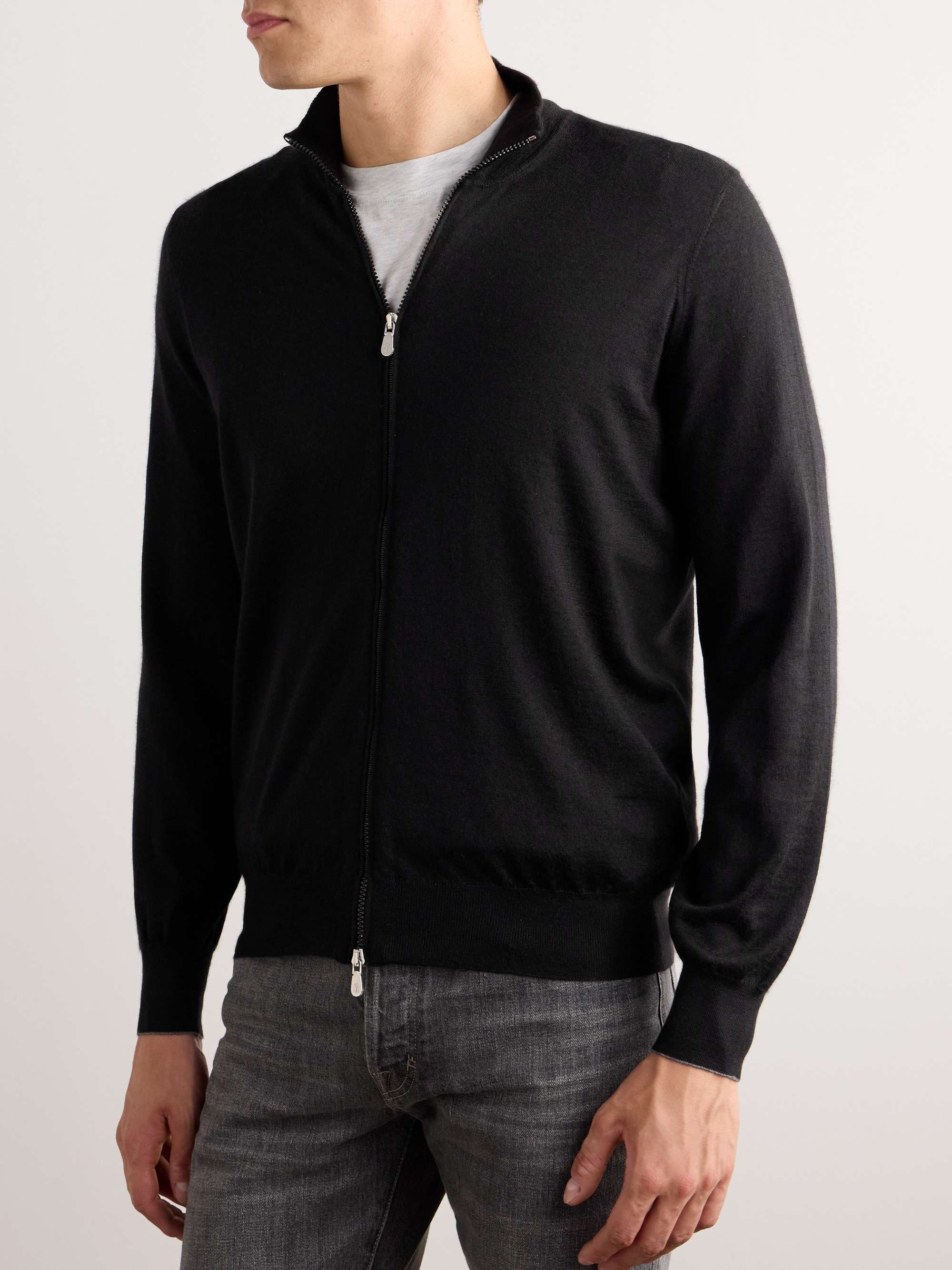 Cashmere and Silk-Blend Zip-Up Sweater view