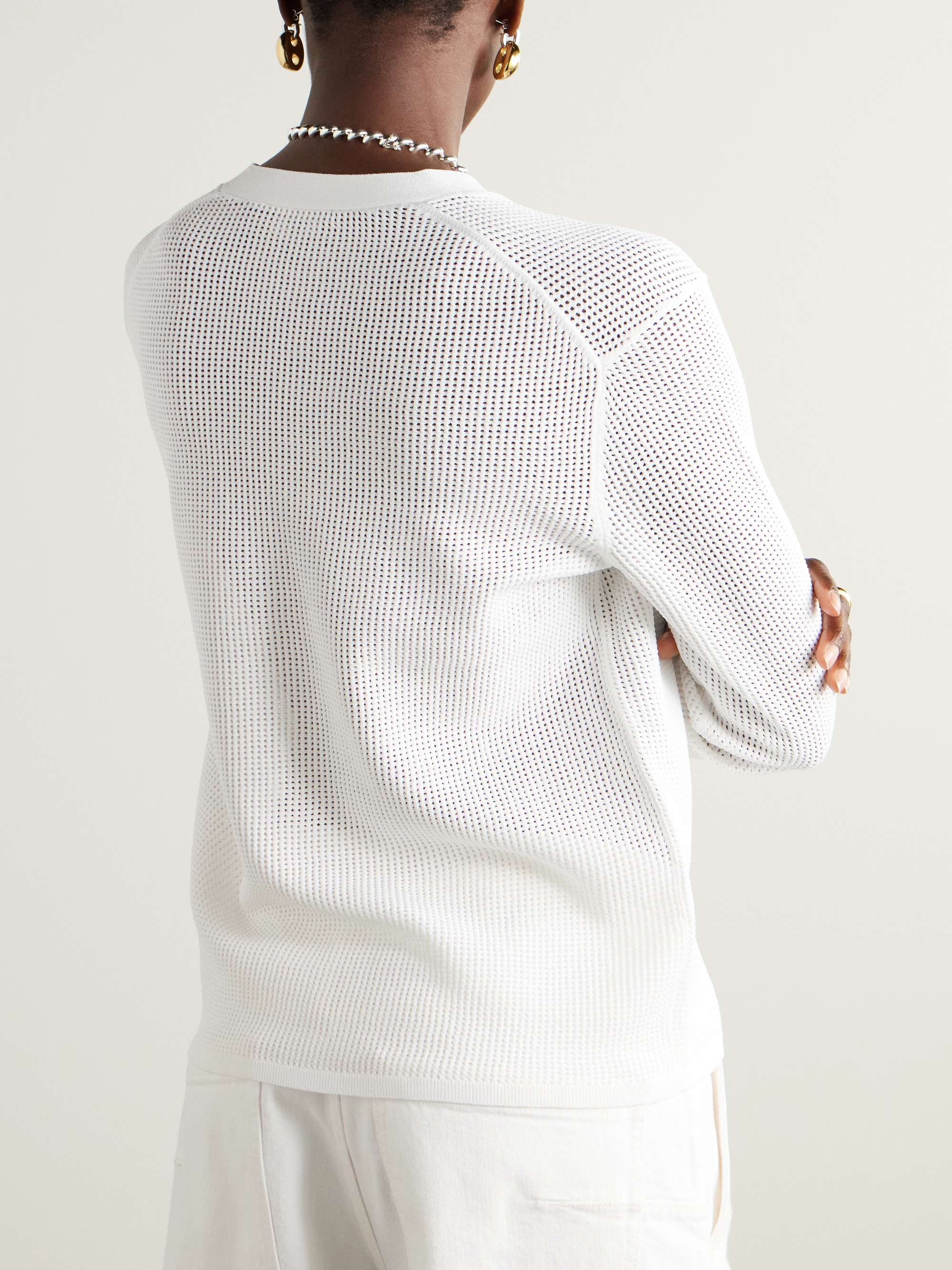 Pointelle-knit cardigan view