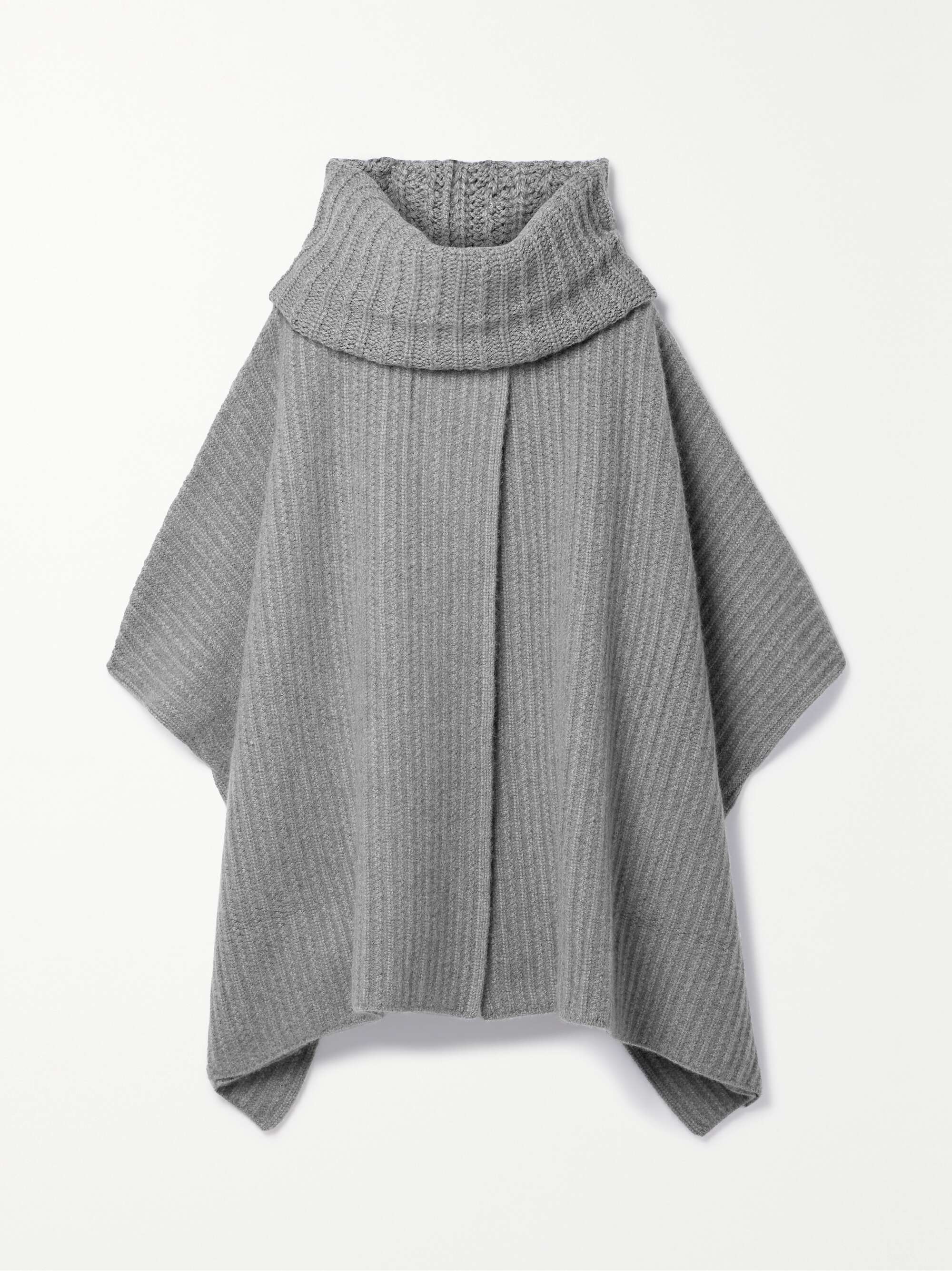 Waipara ribbed-knit turtleneck cashmere cape view