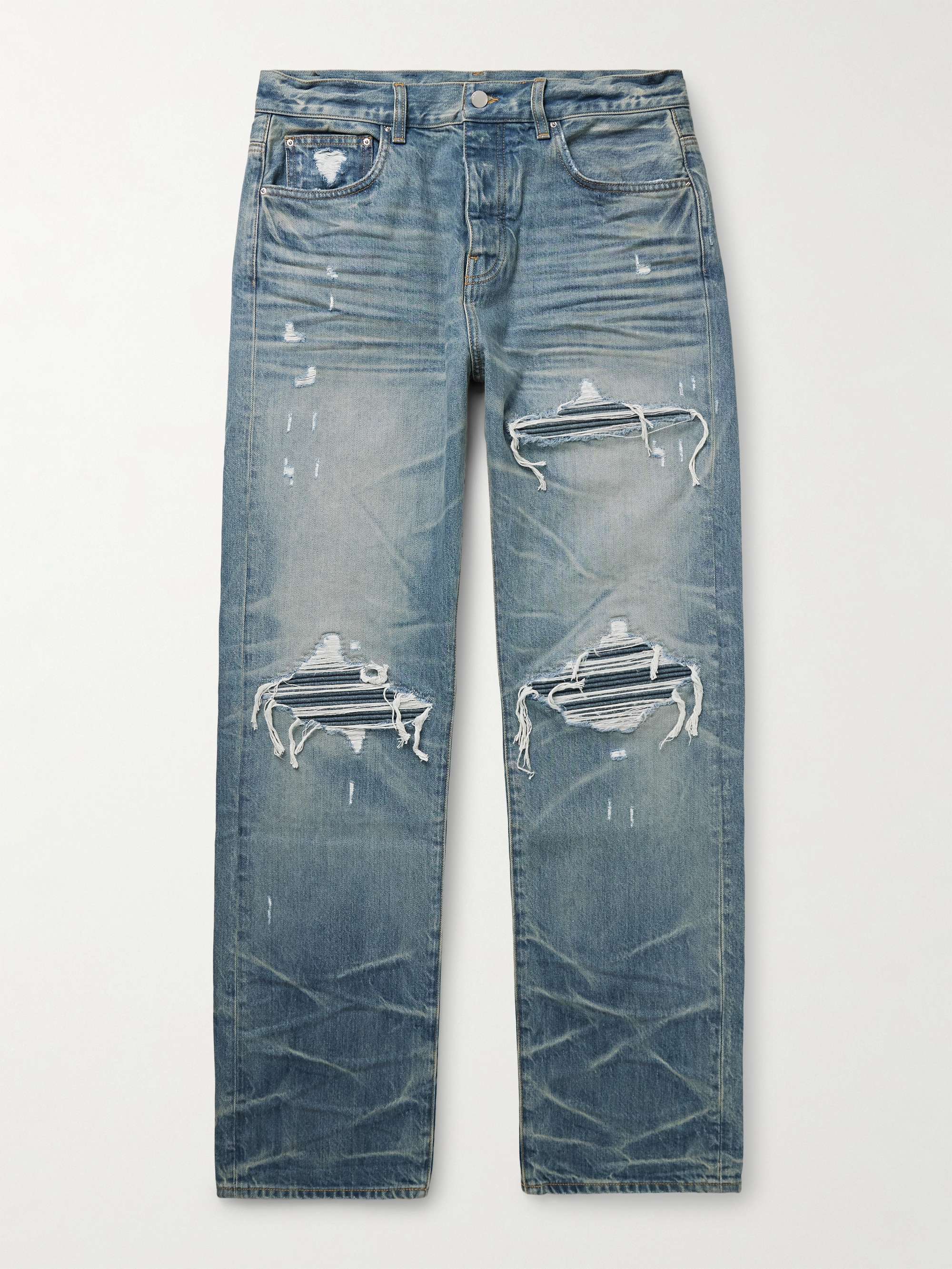 MX1 Straight-Leg Panelled Distressed Jeans view