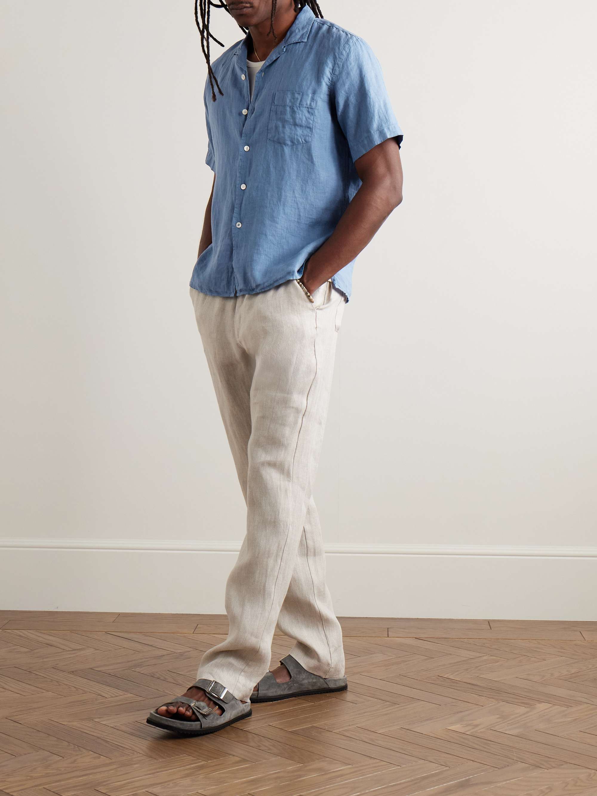 Palm Mc Pat Convertible-Collar Linen Shirt view