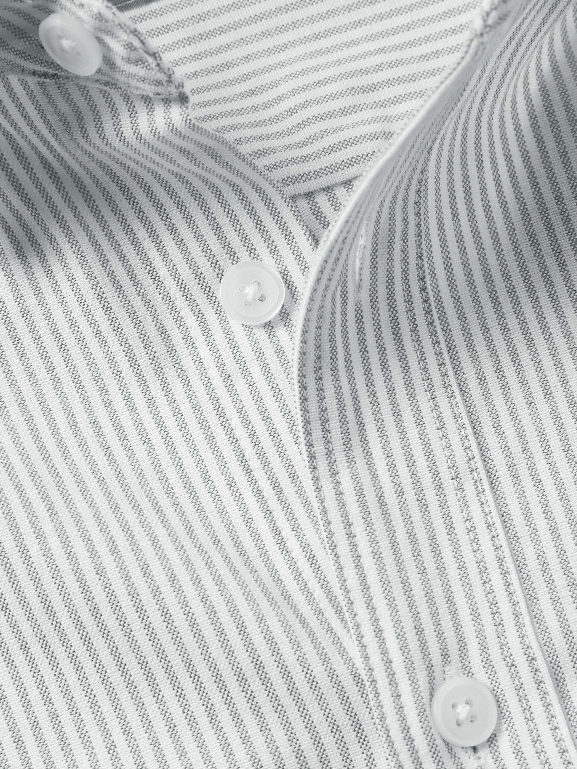 Button-Down Collar Striped Cotton-Blend Oxford Shirt view
