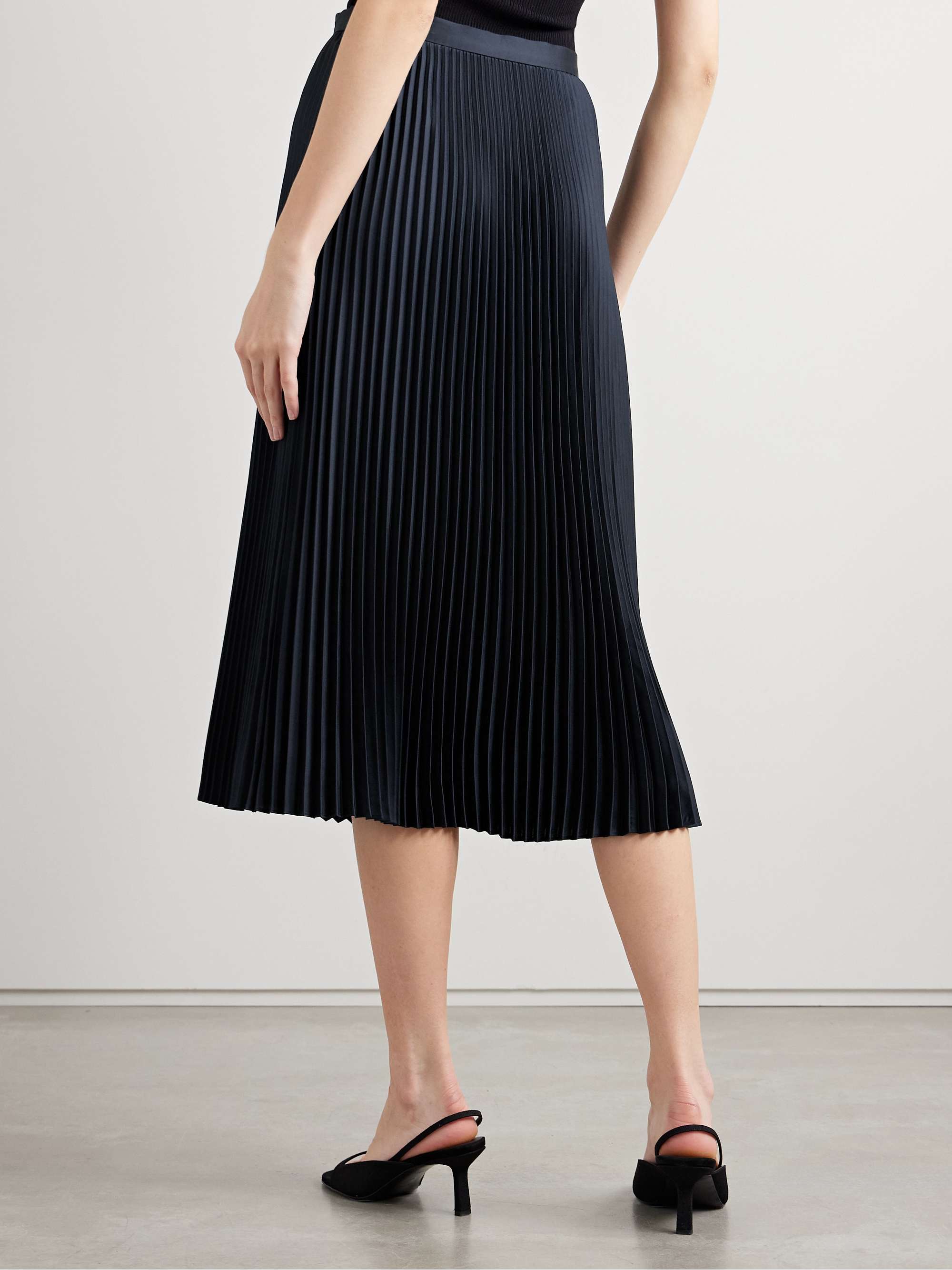 Plissé-satin midi skirt view