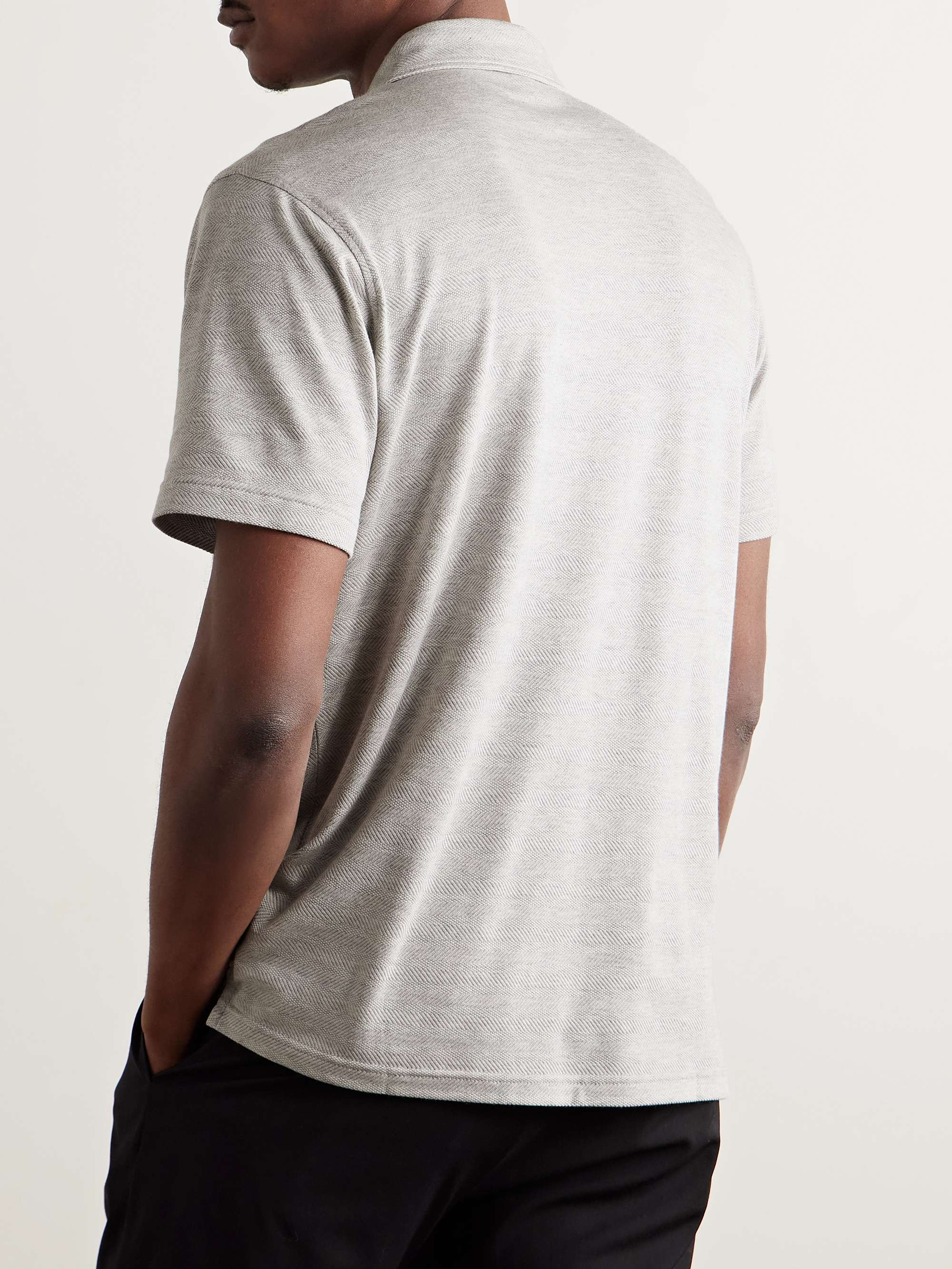 Harris Herringbone Stretch-Cotton and Modal-Blend Polo Shirt view