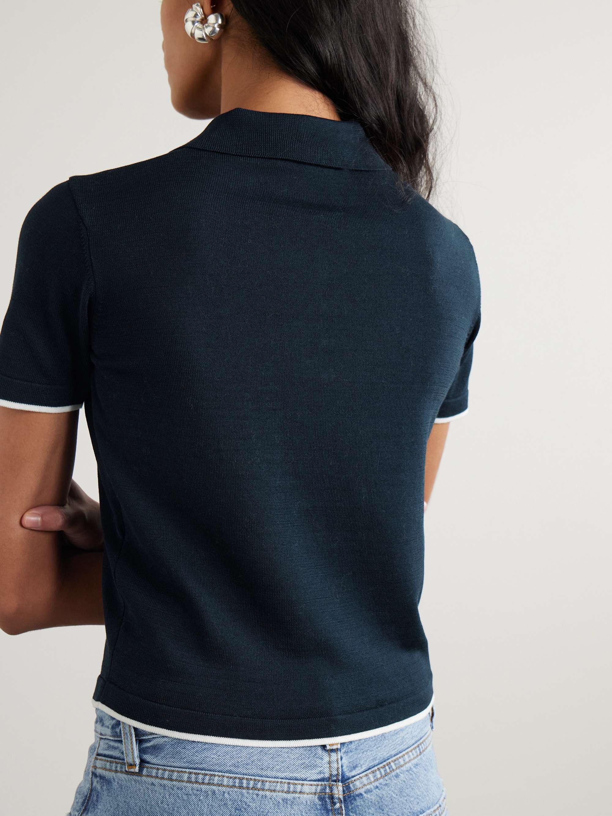 The Sport cropped striped cotton polo shirt view