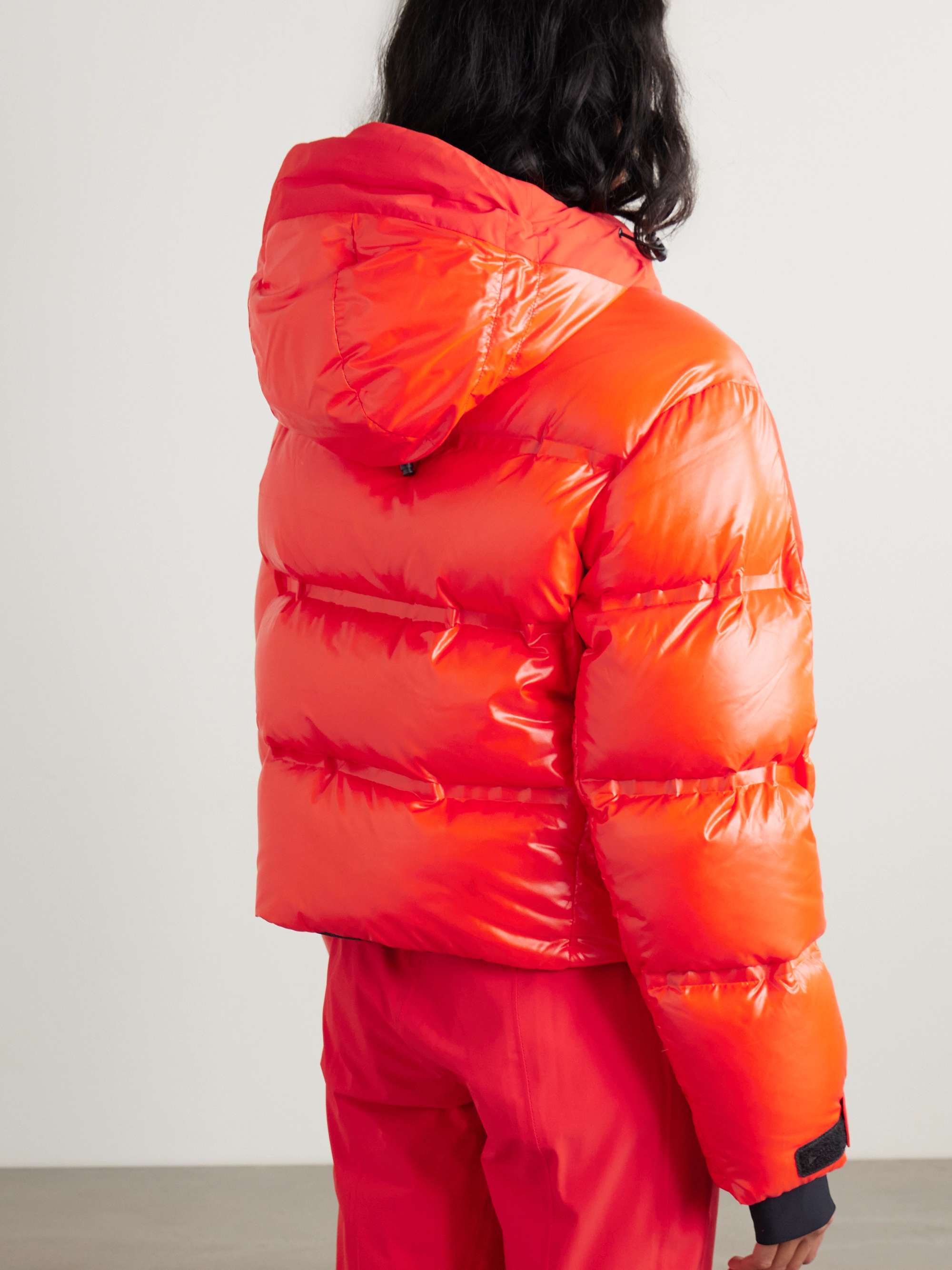 Super Nuke hooded quilted paneled down ski jacket view